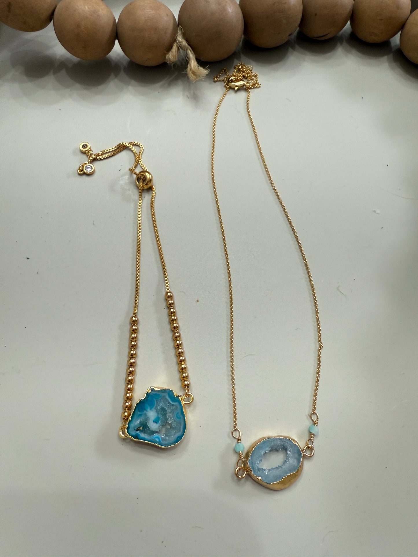 “The Golden Collection” Geo Necklace Handmade Gold Plated Agate Bracelet
