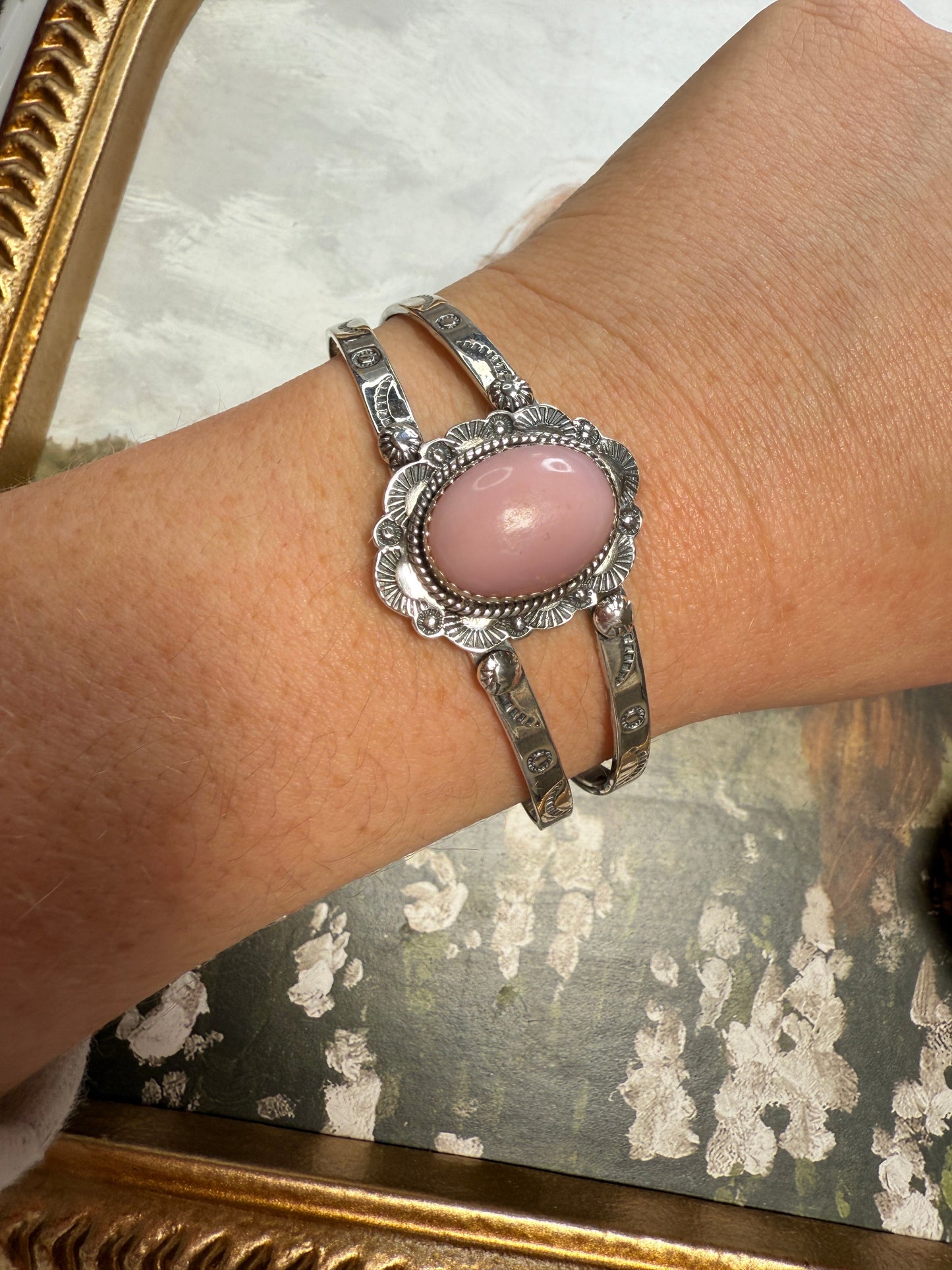 Beautiful Handmade Sterling Silver Pink Conch Cuff