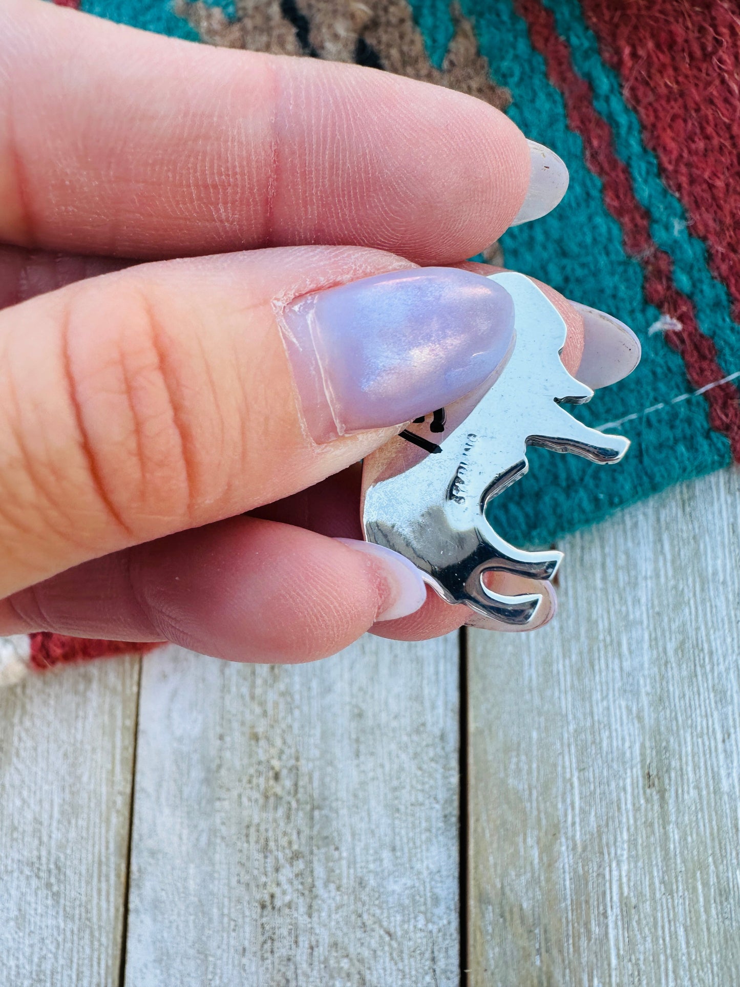 Handcrafted Sterling Silver, Turquoise and Opal Inlay Buffalo Pendant