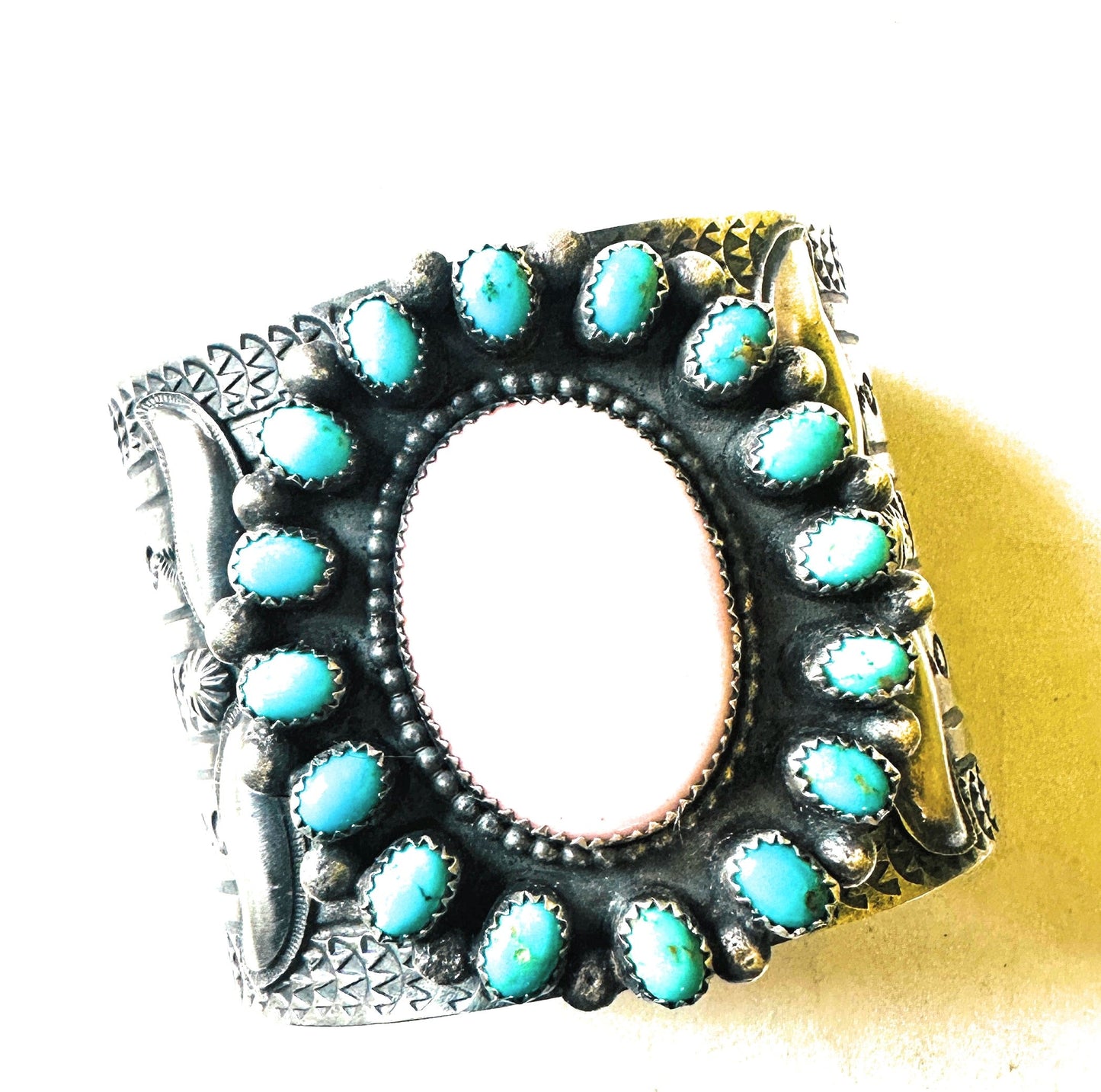 Sterling Silver, Turquoise & Queen Pink Conch Cuff Bracelet /