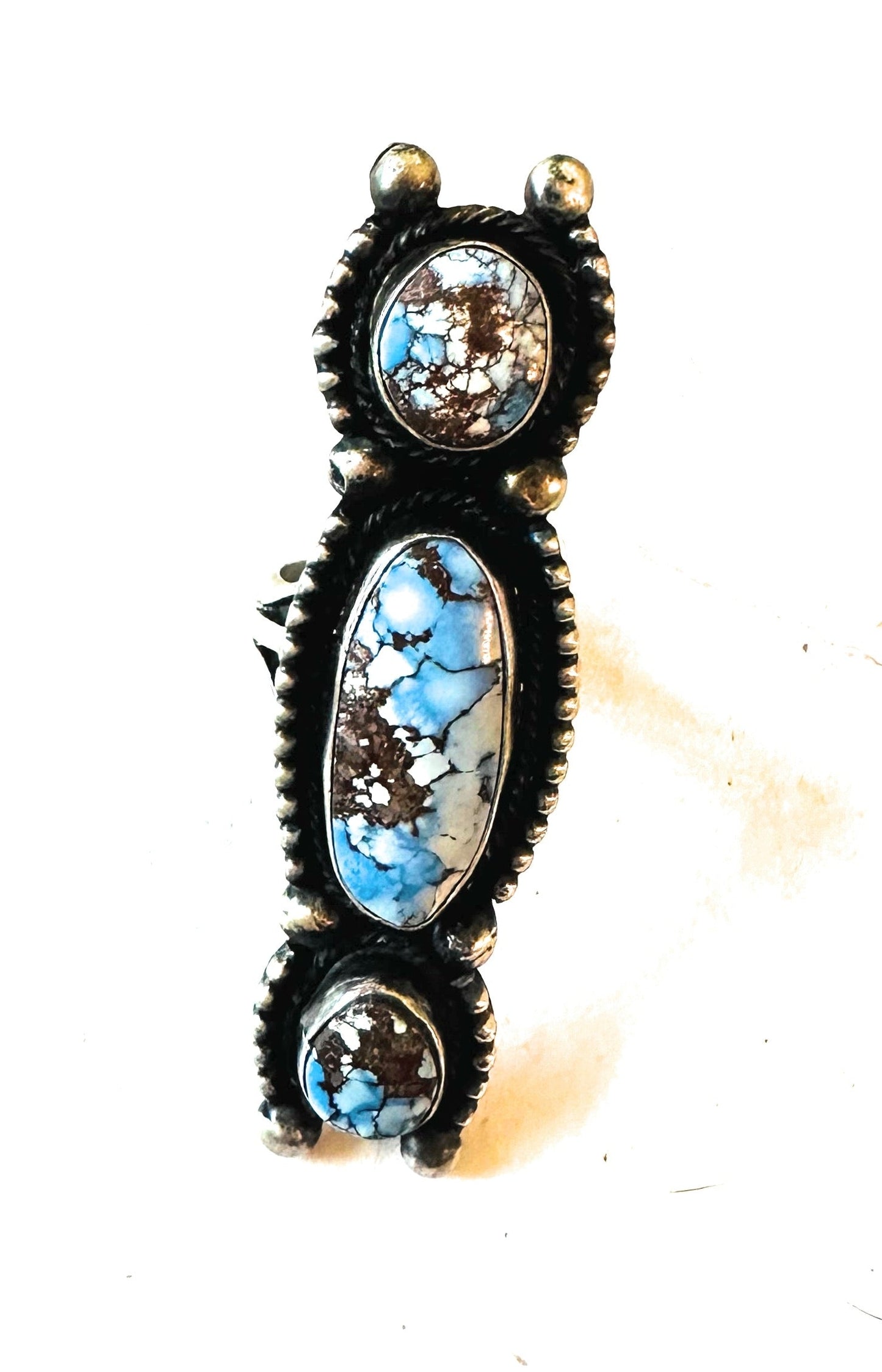 Handcrafted Golden Hills Turquoise & Sterling Silver Ring Size 8.5 by Kathleen Livingston