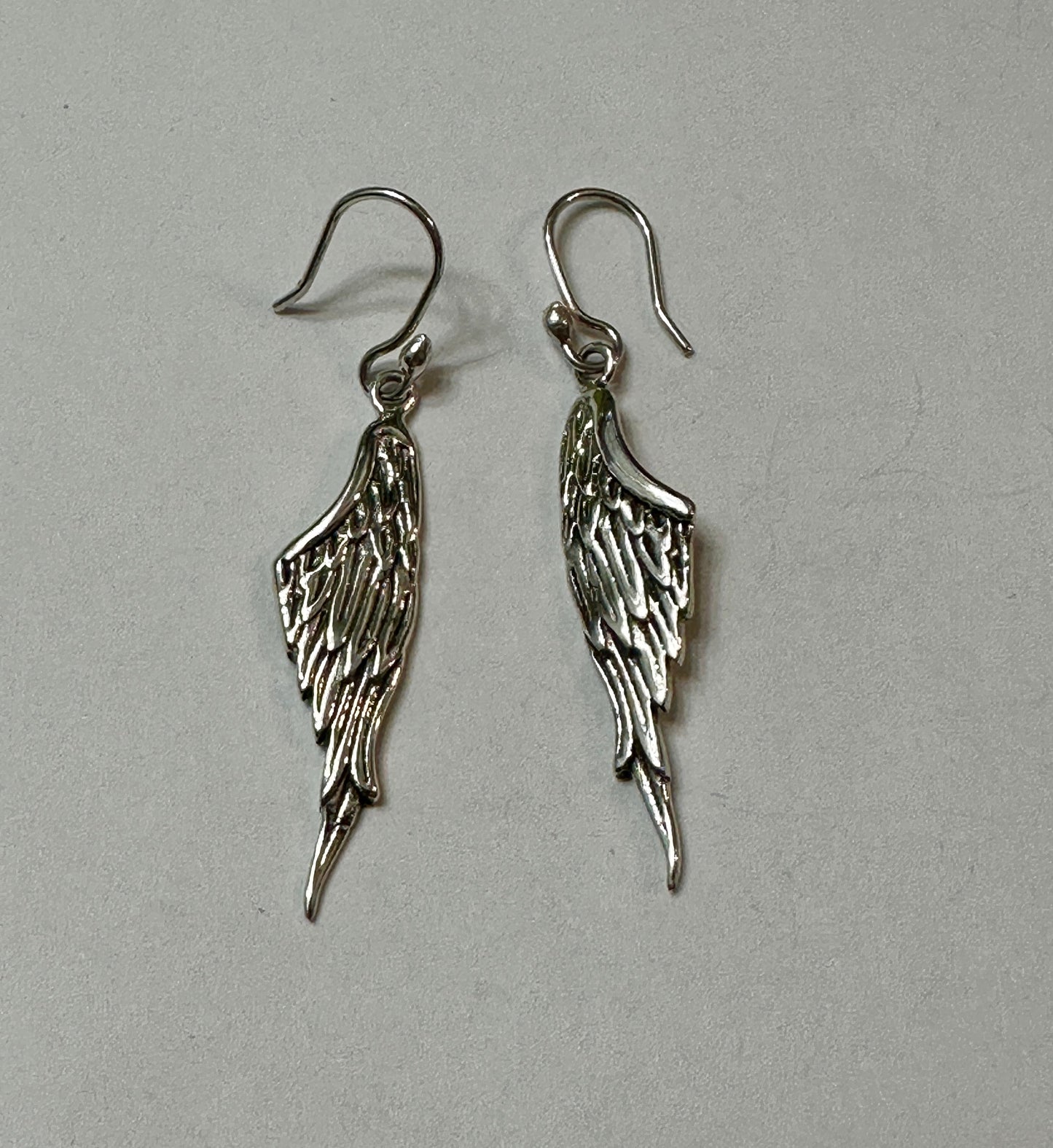 Angel Wing Sterling Silver Earrings on Hook