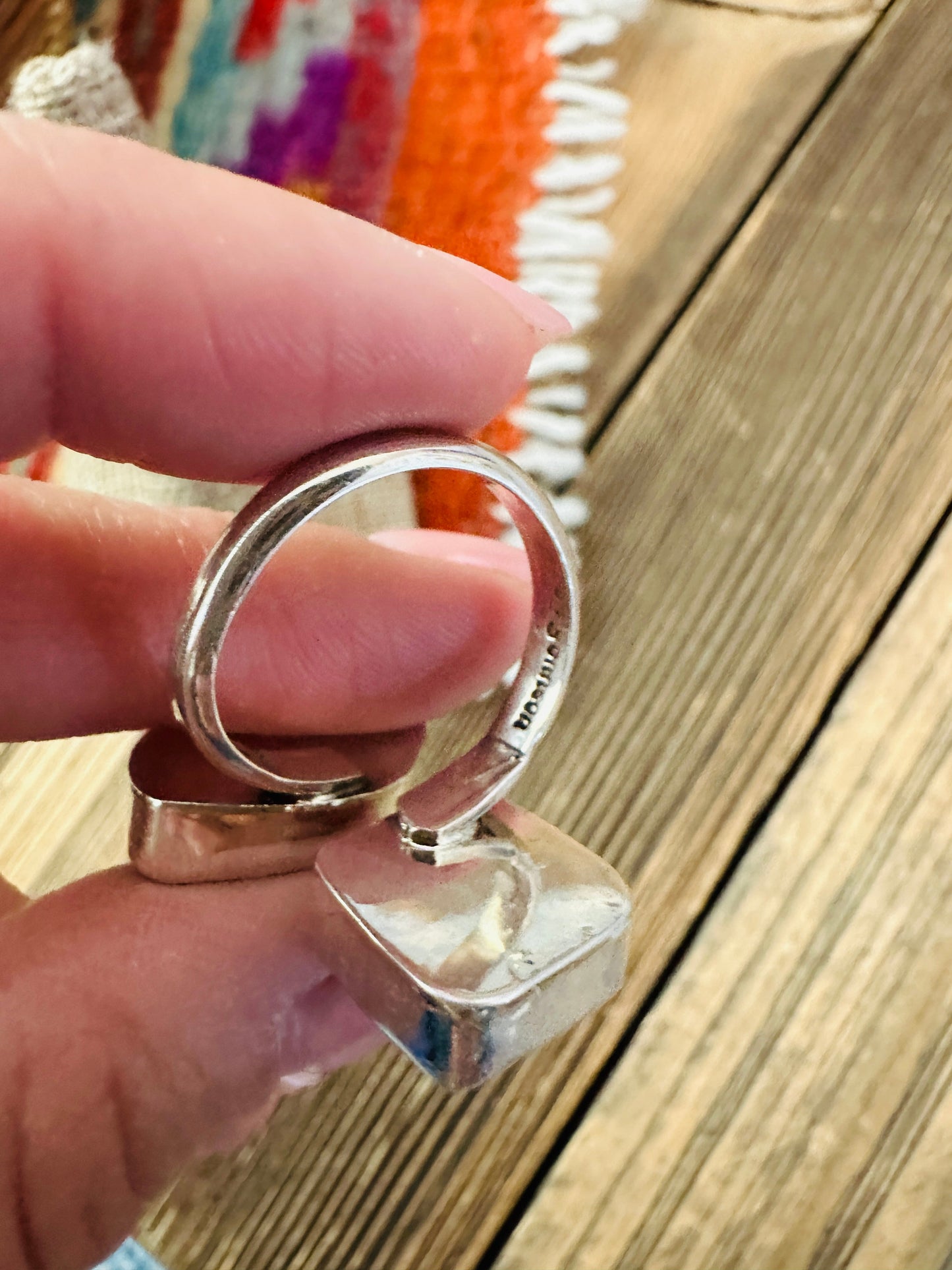 Handcrafted Purple Spiny Oyster & Sterling Silver Adjustable Ring