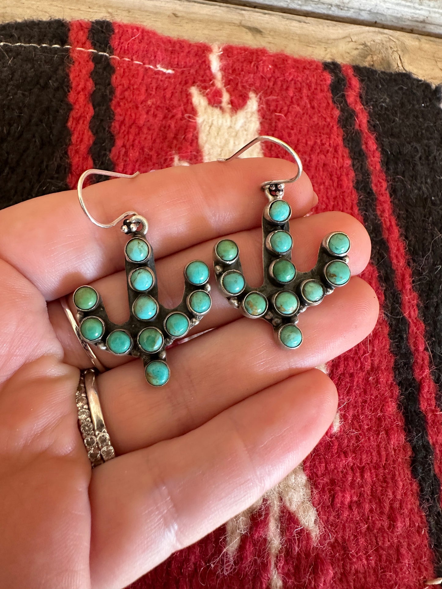 Handmade Sterling Silver & Turquoise Saguaro Cactus Earrings