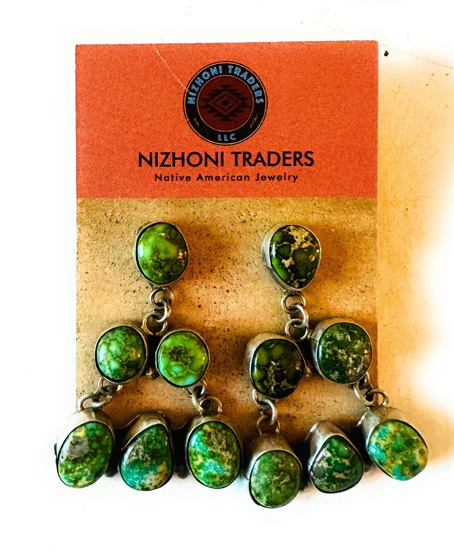Handcrafted Sonoran Gold Turquoise & Sterling Silver Dangle Earrings