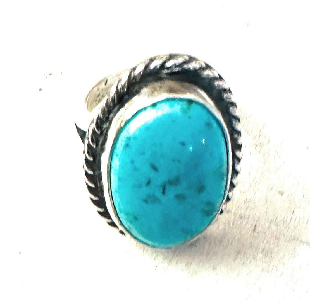 Handcrafted Turquoise & Sterling Silver Ring Size 5