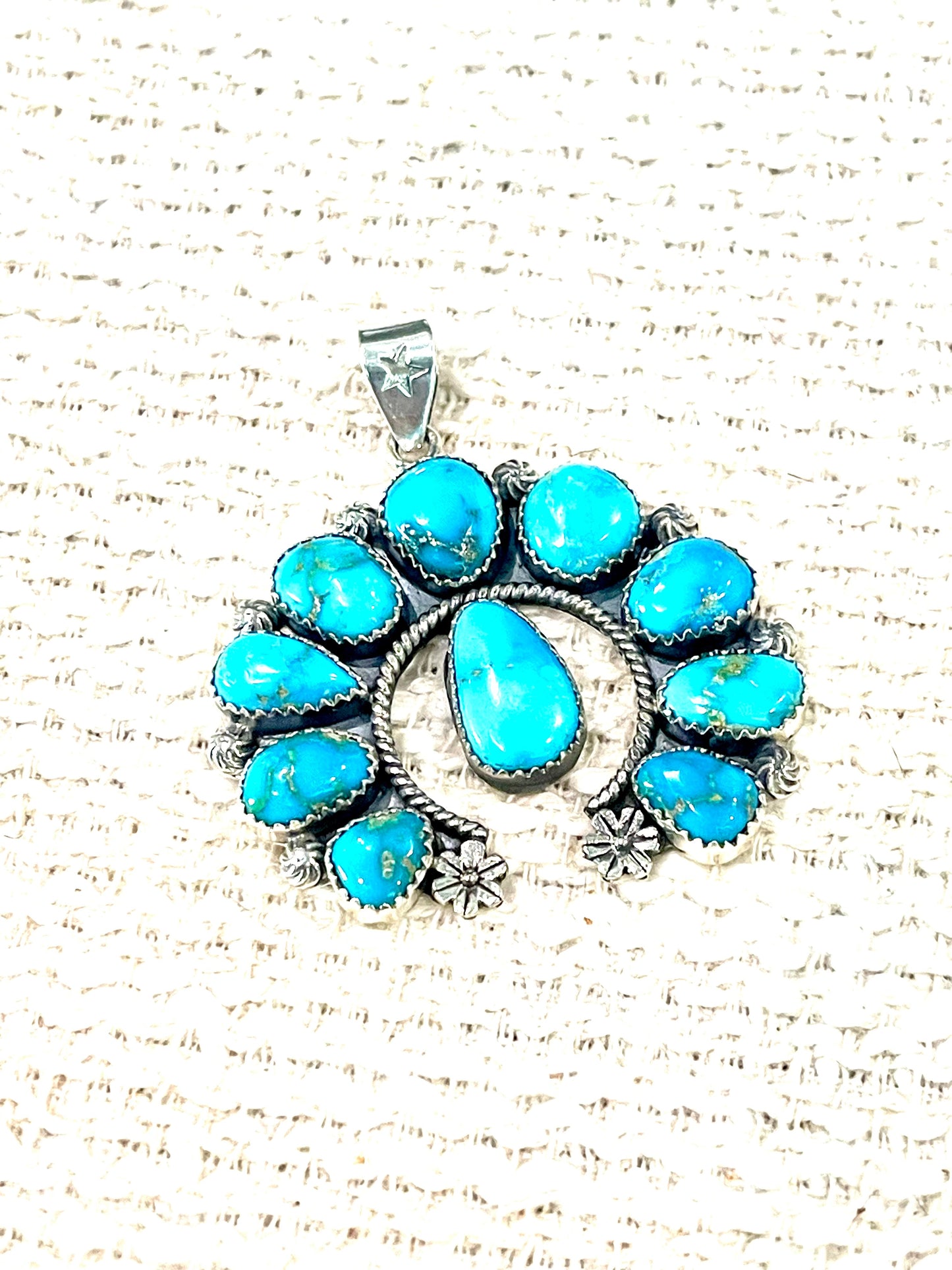 Handmade Sterling Silver & South Hill Sonoran Turquoise Naja Cluster Pendant