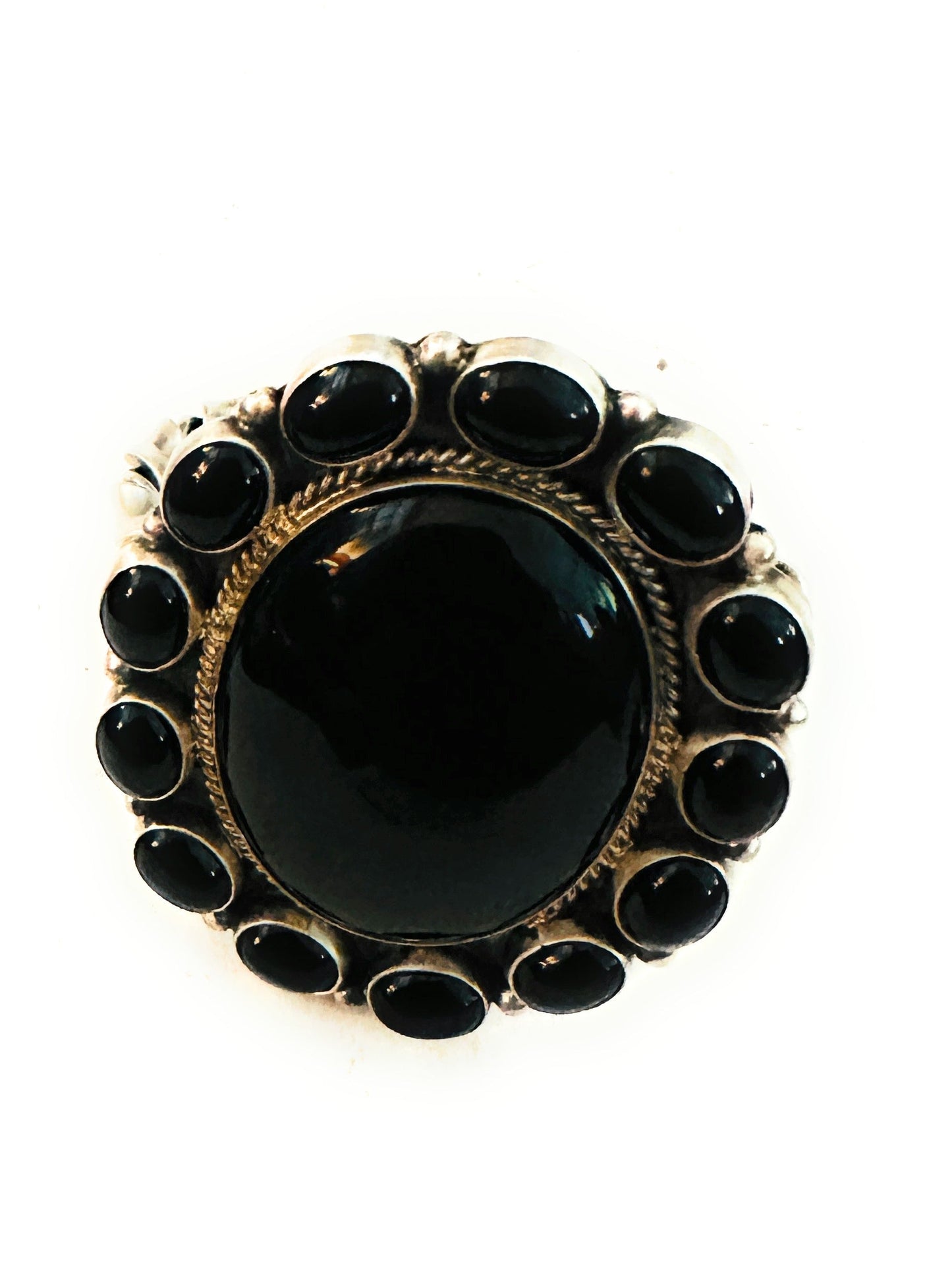 Handcrafted Sterling Silver & Onyx Cluster Cuff Bracelet