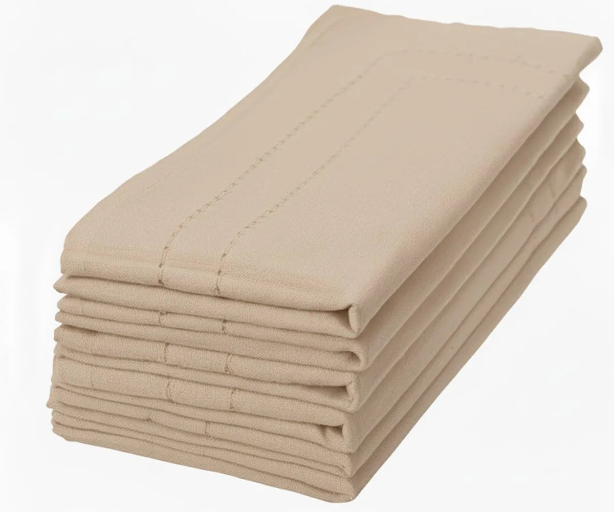 Beige Cotton Napkins - Hemstitched