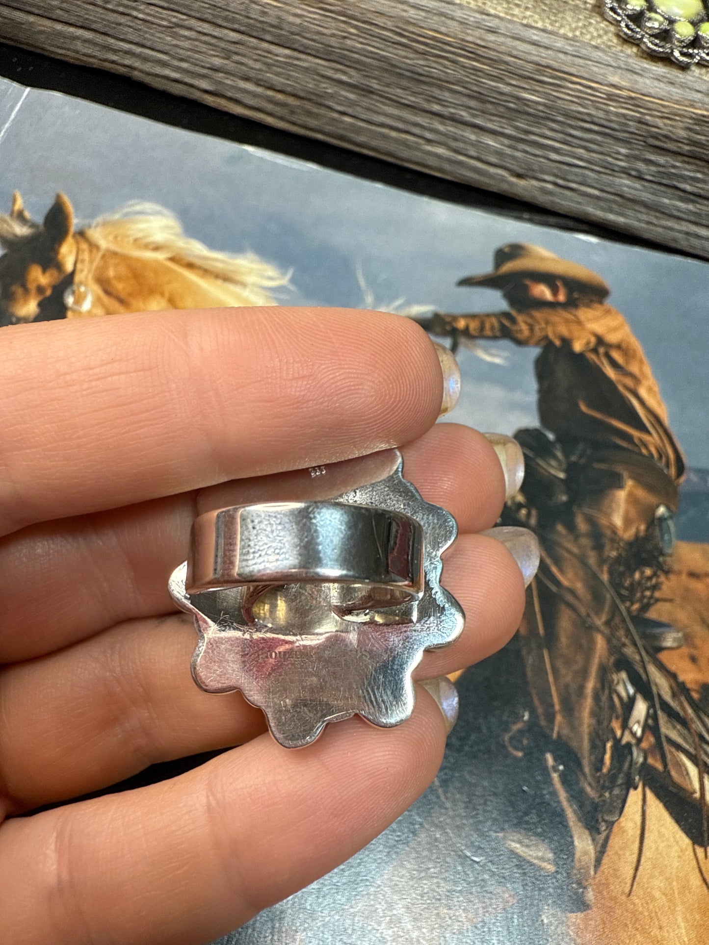 Handmade White Buffalo, CZ And Sterling Silver Adjustable Ring