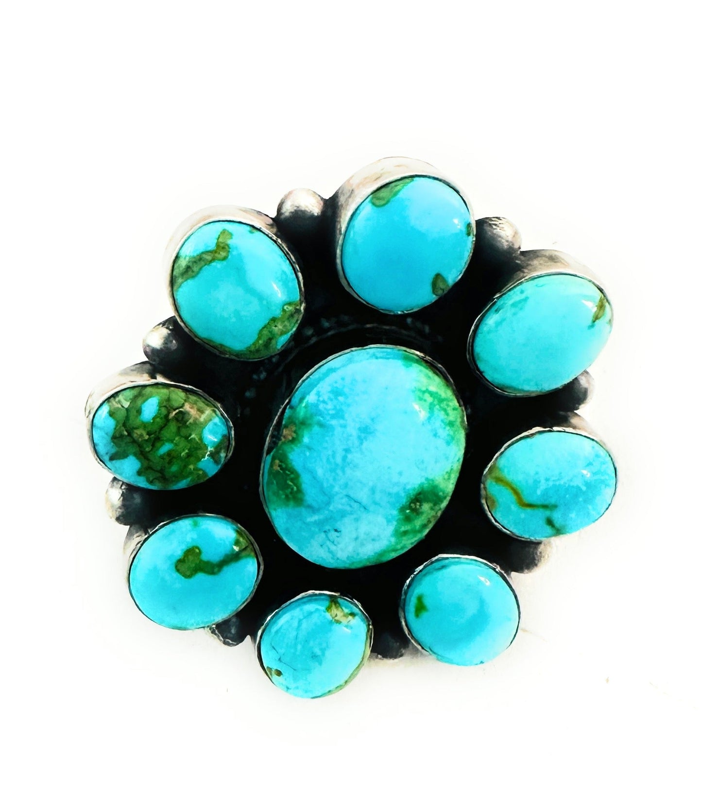 Handcrafted Sonoran Mountain Turquoise & Sterling Silver Ring Size 7.5
