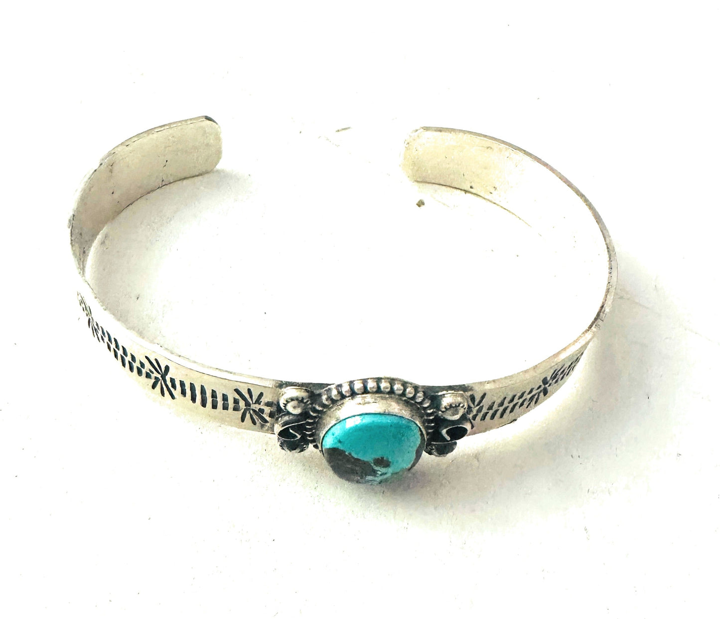 Handcrafted Kingman Turquoise & Sterling Silver Cuff Bracelet