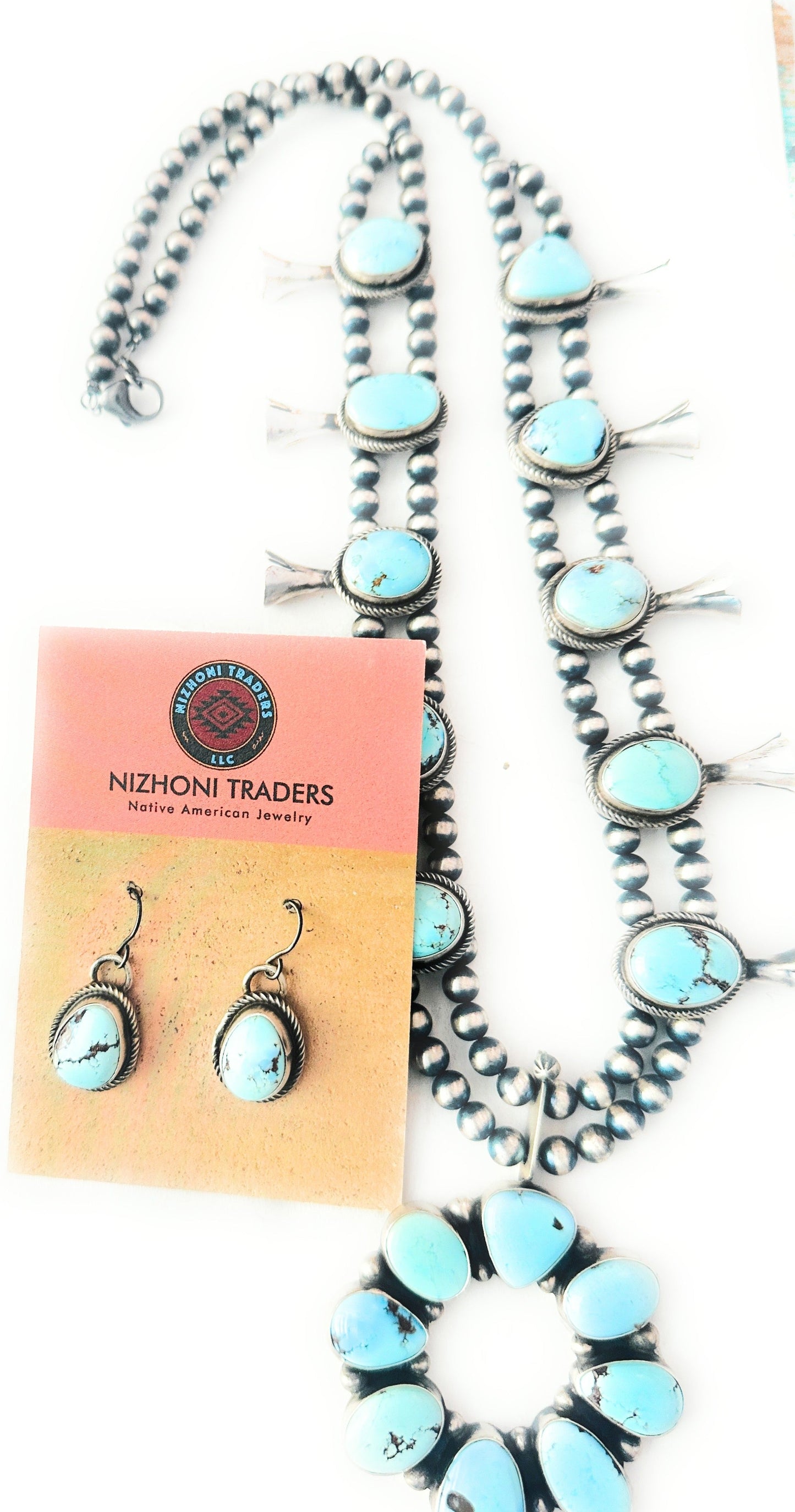 Handcrafted Golden Hills Turquoise & Sterling Silver Necklace Set