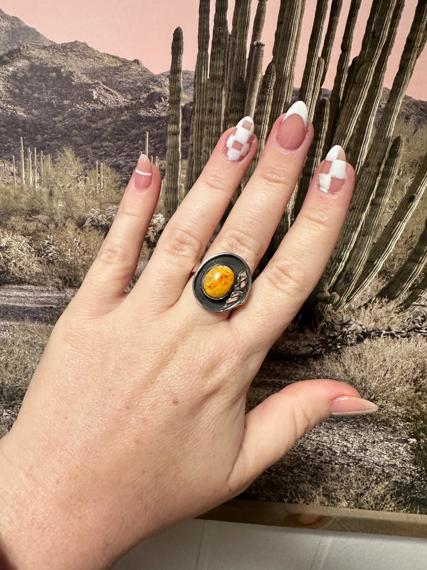 Handmade Sterling Silver & Bumble Bee Adjustable Ring