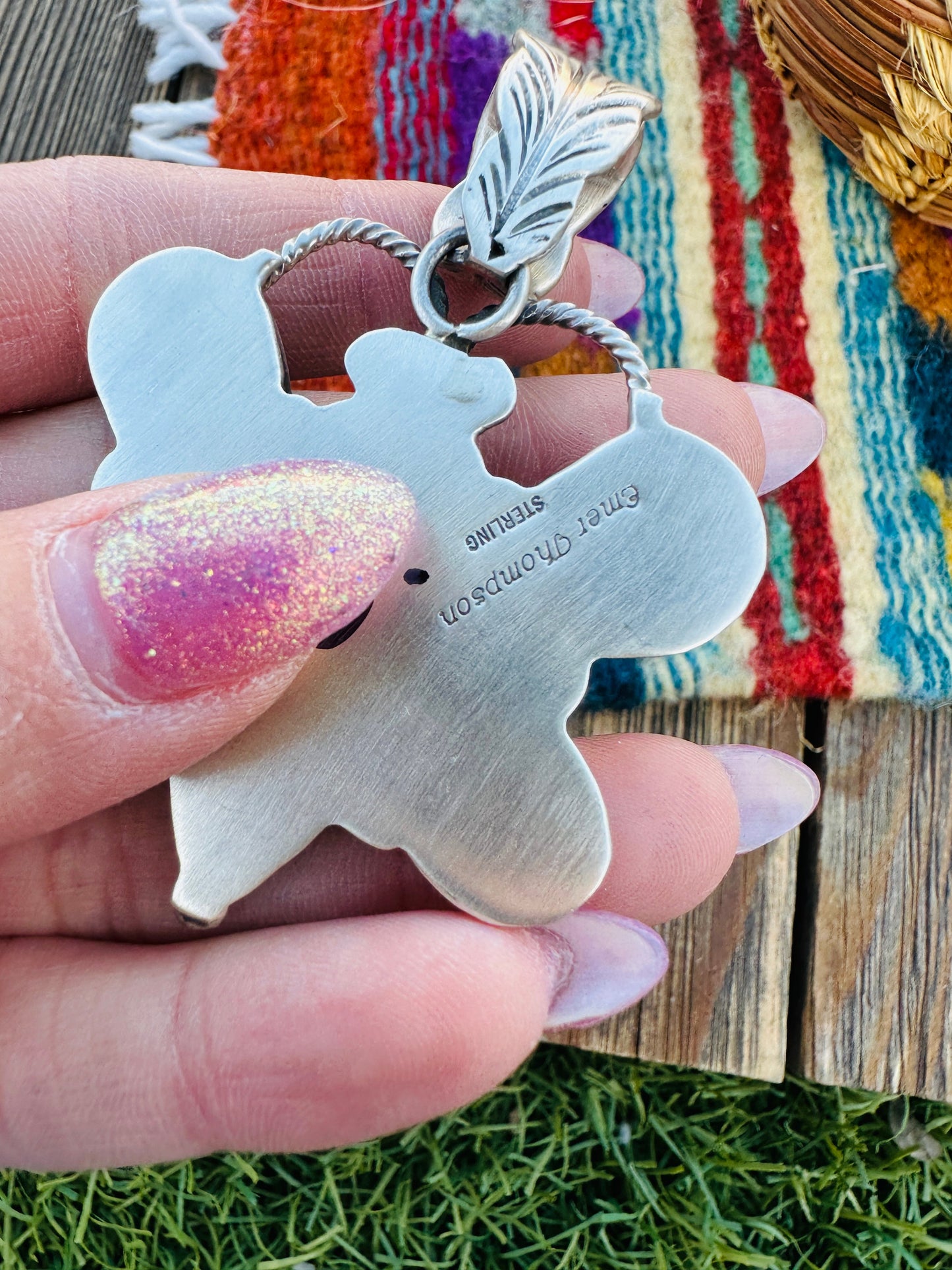 Handcrafted Sterling Silver, Turquoise & Coral Dragonfly Pendant by Emer Thompson