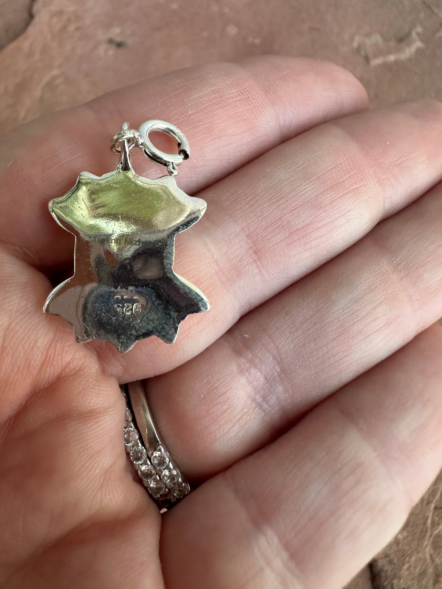 Handmade Sterling Silver & Turquoise Silver Flower Charm