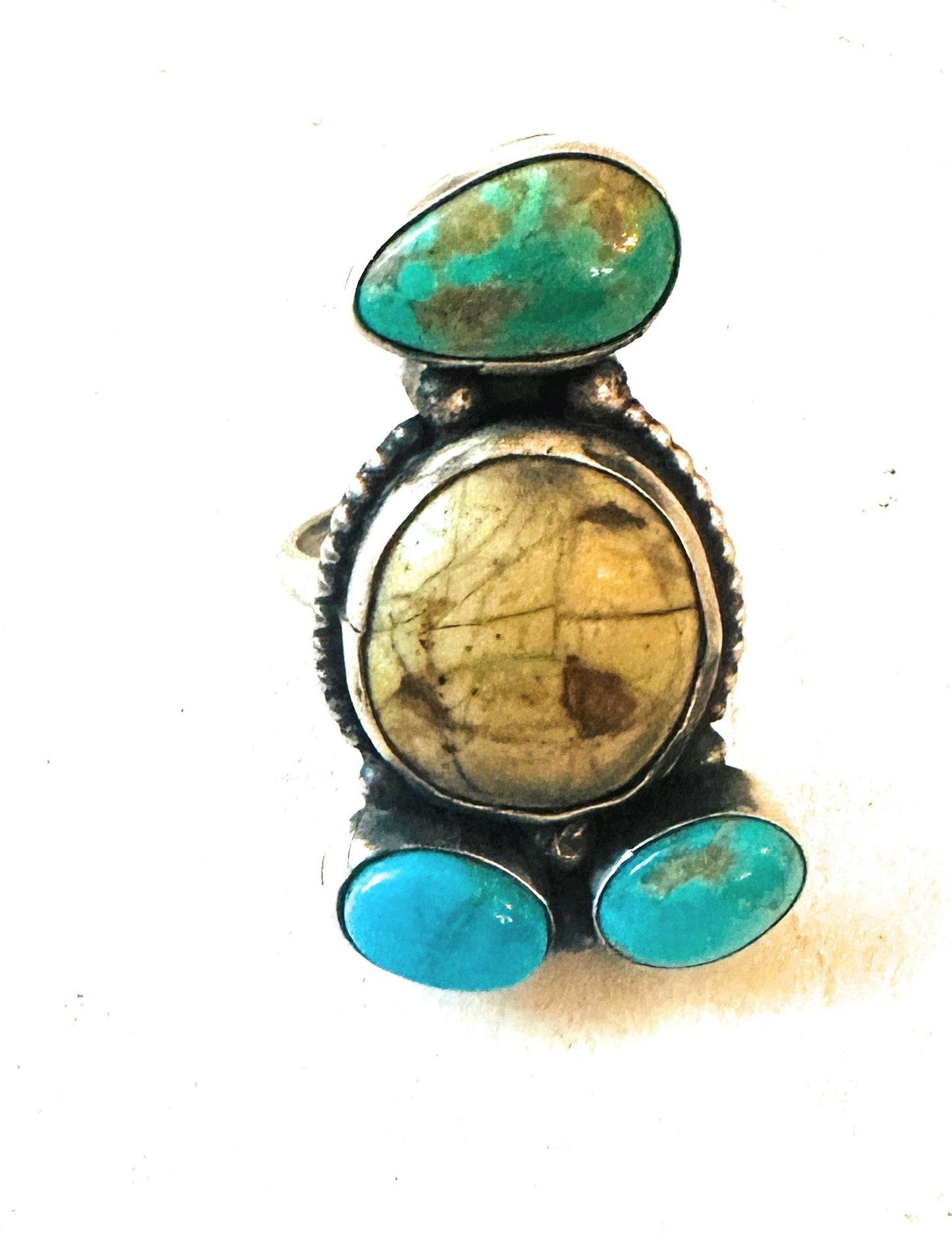 Handcrafted Ribbon Turquoise & Sterling Silver Adjustable Ring
