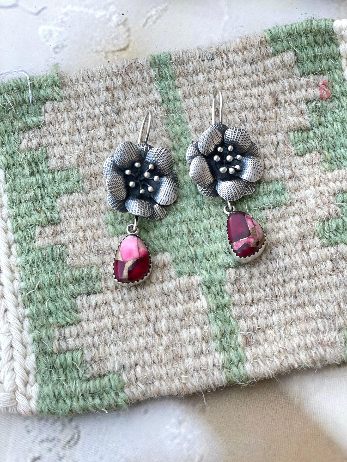 Dahlia Rose Handmade Sterling Silver Flower Dangles
