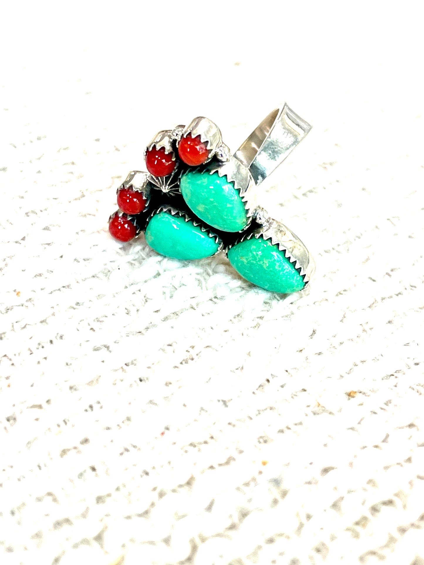 Beautiful Handmade Sterling Silver & Kingman Turquoise Adjustable Ring