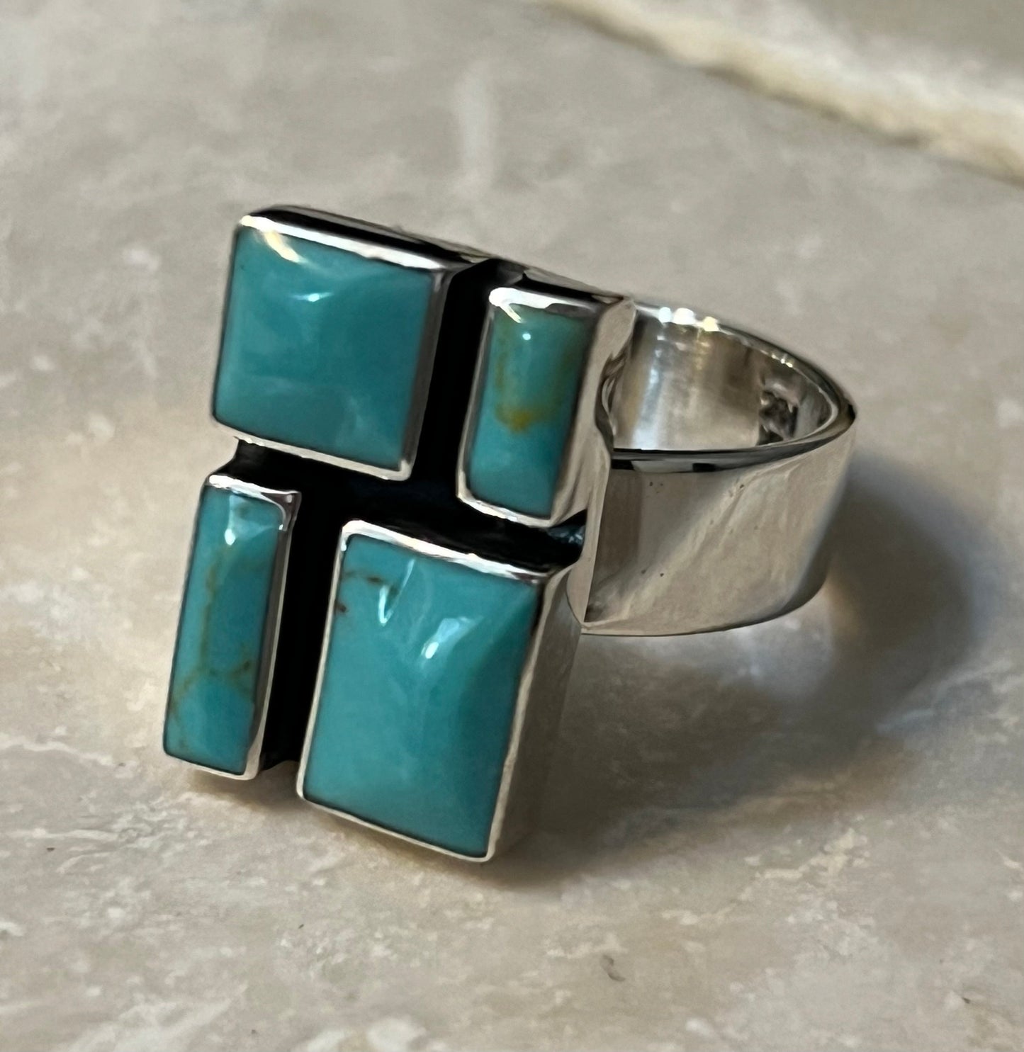 Turquoise Mosaic Sterling Silver Ring