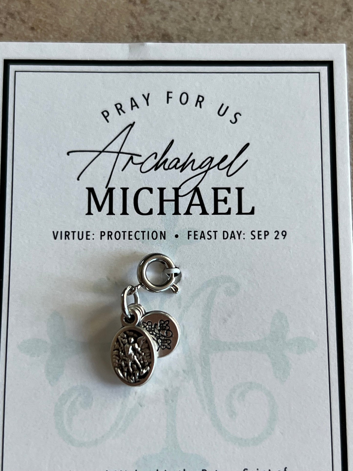 Archangel Michael Medal Silver Charm