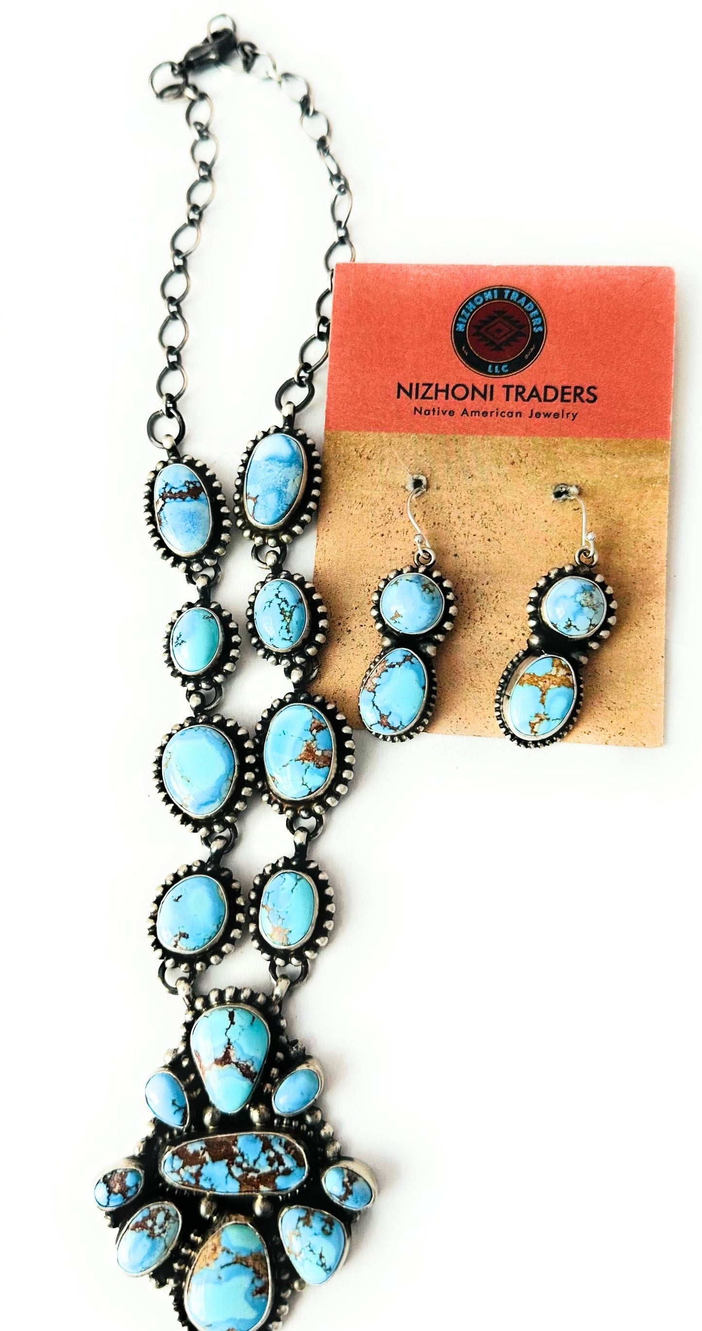 Handcrafted Golden Hills Turquoise & Sterling Silver Necklace Set by Sheila Becenti