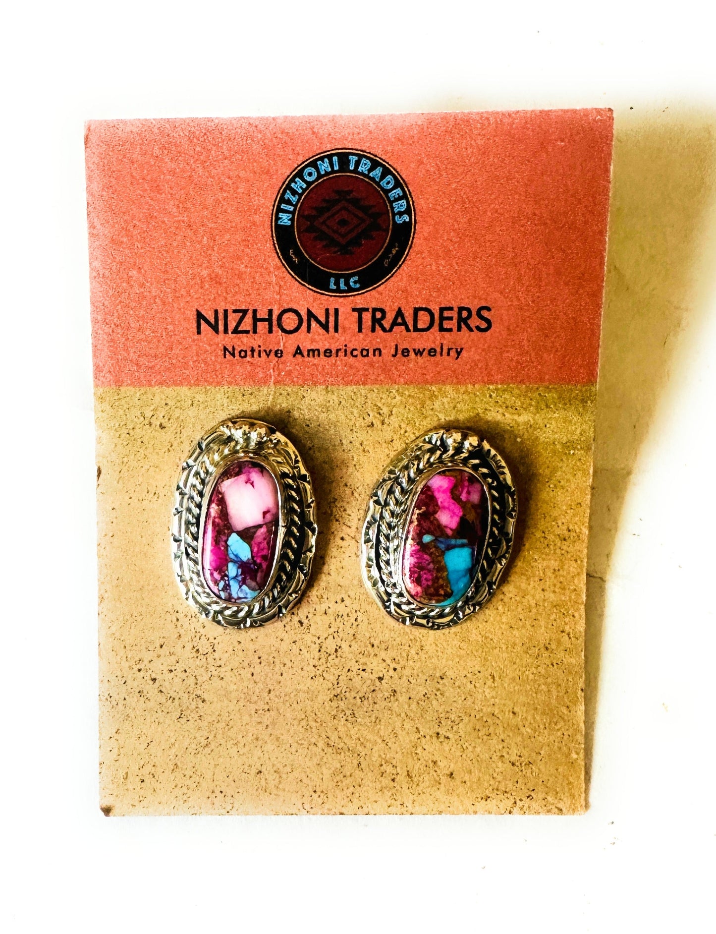 Handcrafted Pink Dream Mojave & Sterling Silver Post Earrings