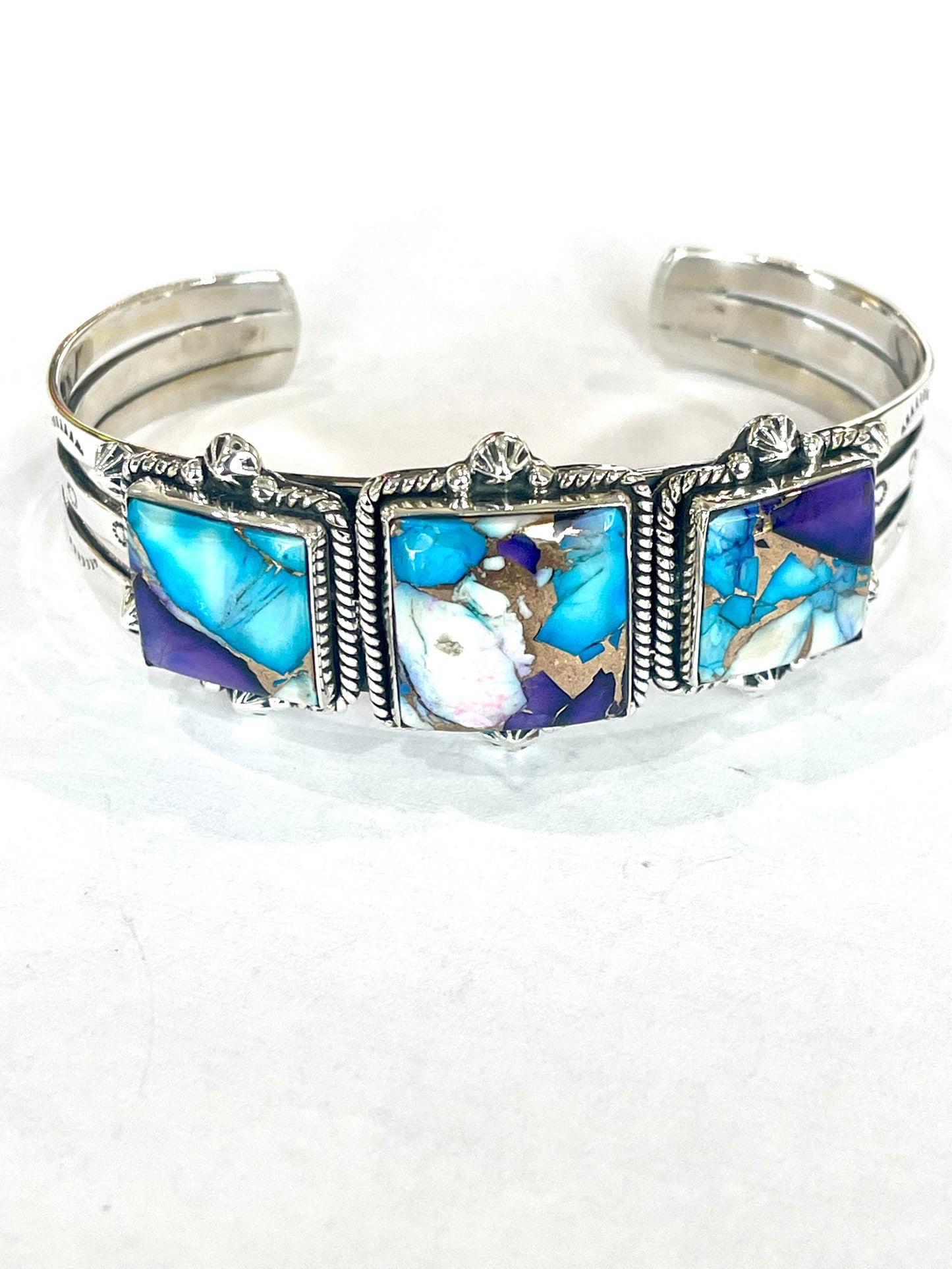 Handmade Sterling Silver Purple Kingman Mojave Adjustable Cuff