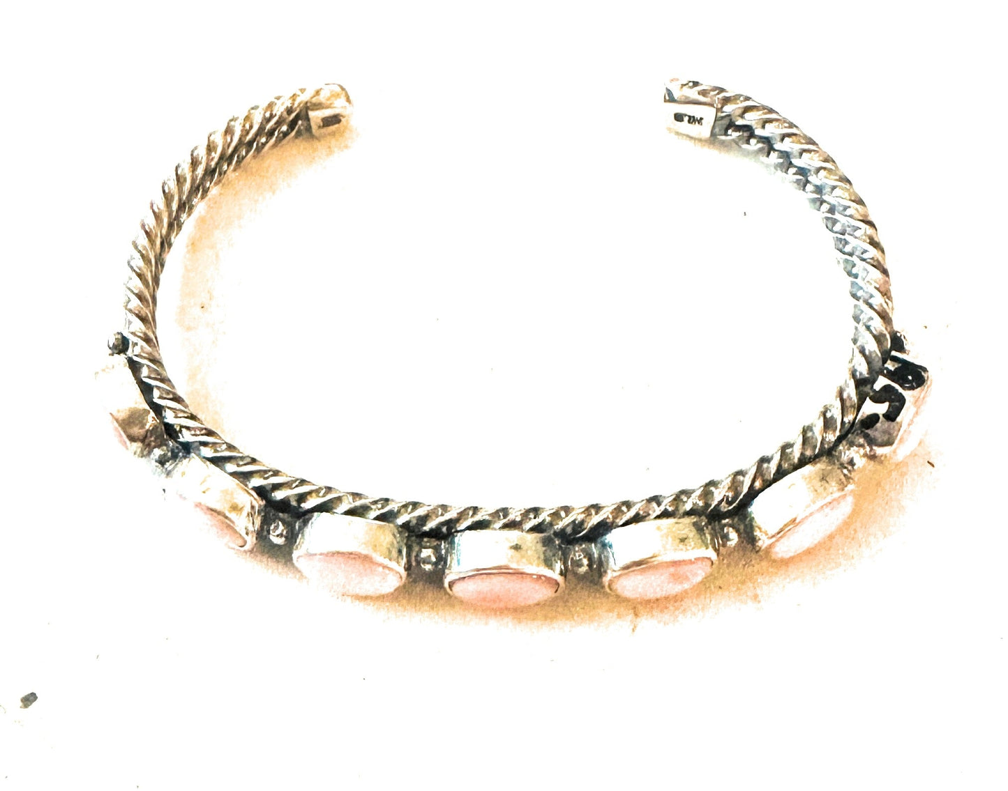 Handcrafted Queen Pink Conch Shell & Sterling Silver Cuff Bracelet