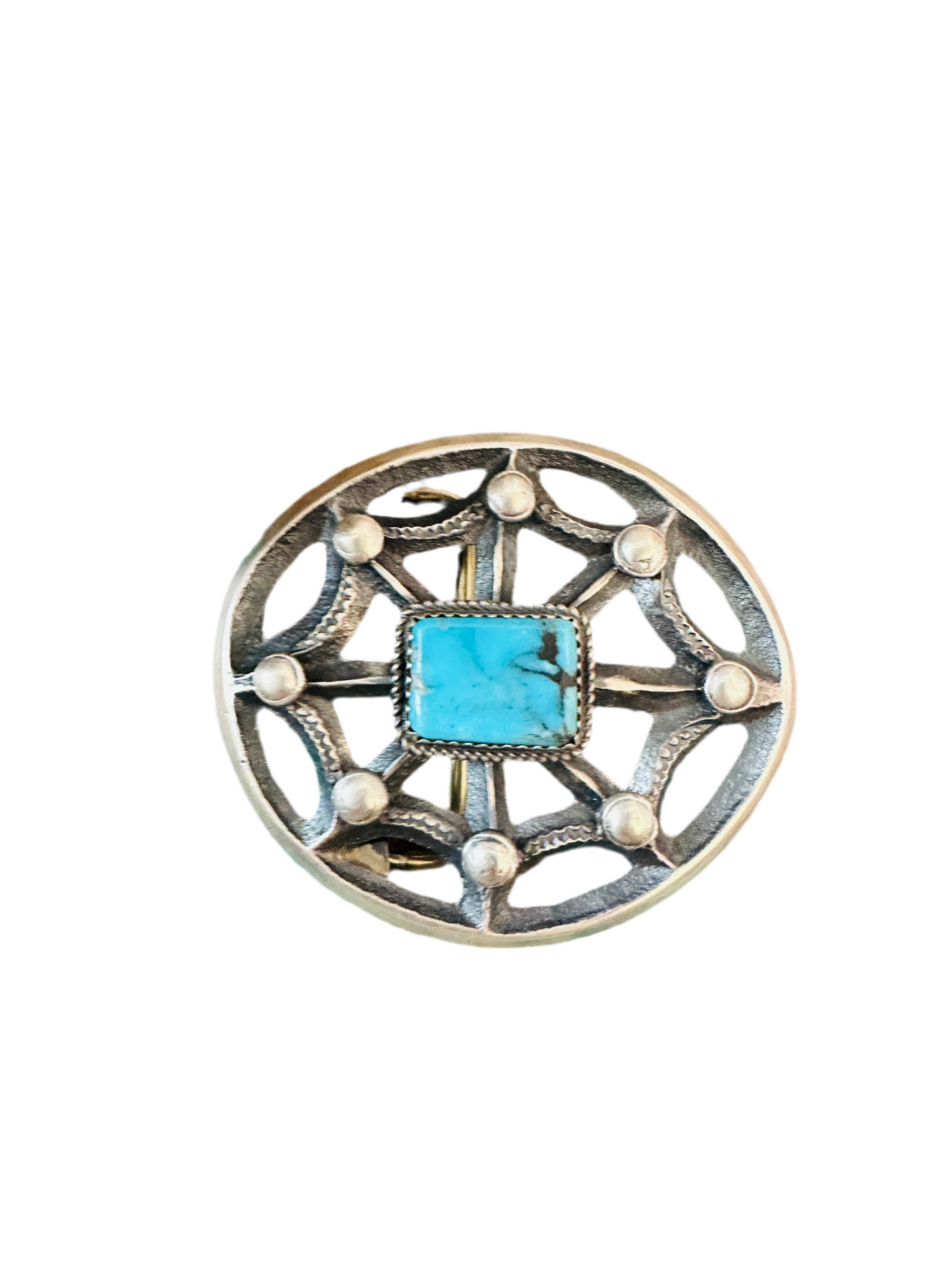 Handcrafted Turquoise & Sterling Silver Belt Buckle by Martha Cayatineto