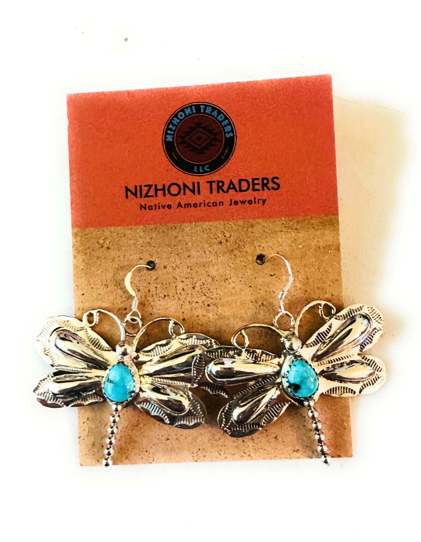Handcrafted Turquoise & Sterling Silver Dragonfly Dangle Earrings