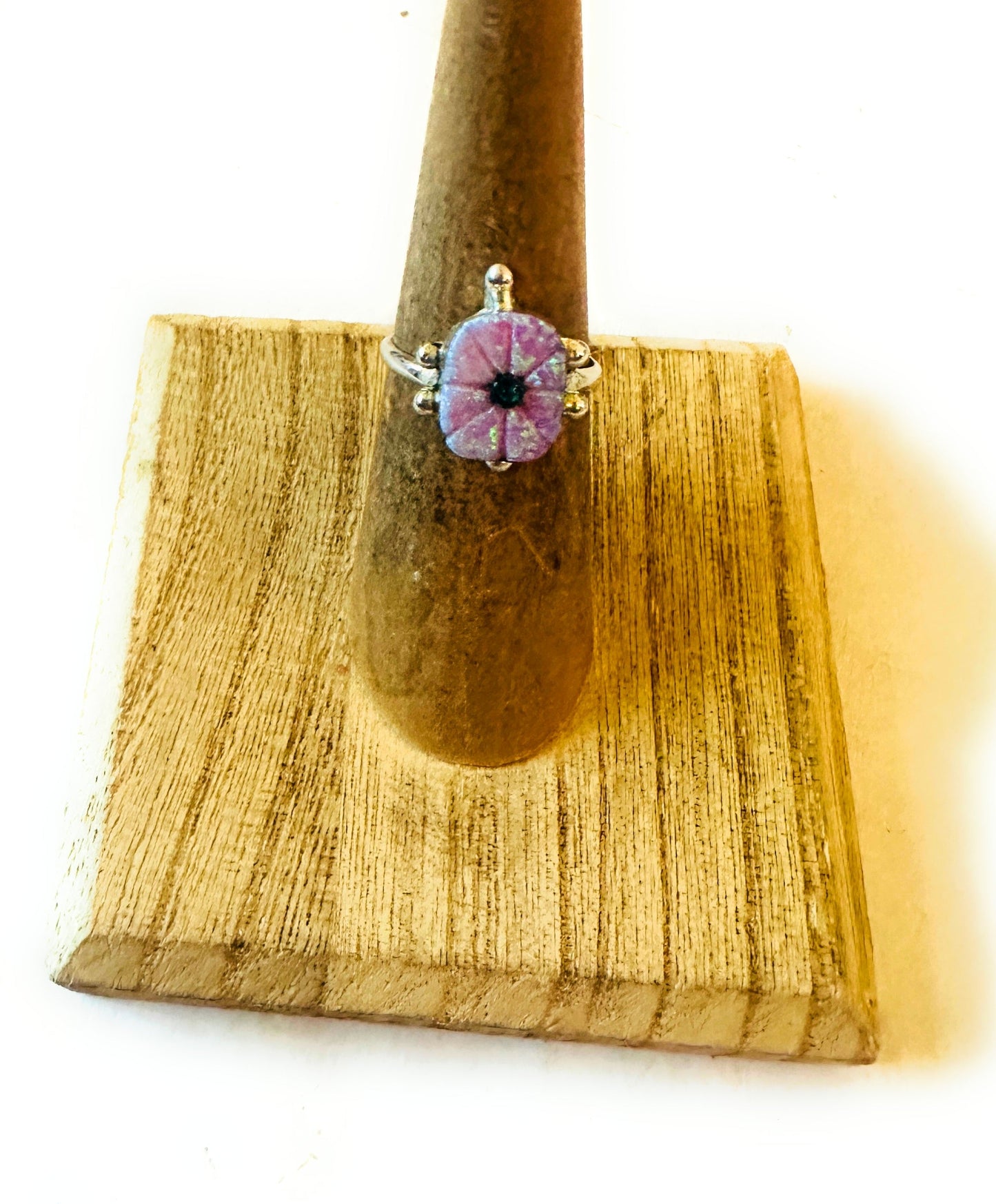 Handcrafted Sterling Silver & Pink and Green Opal Turtle Ring Size 5