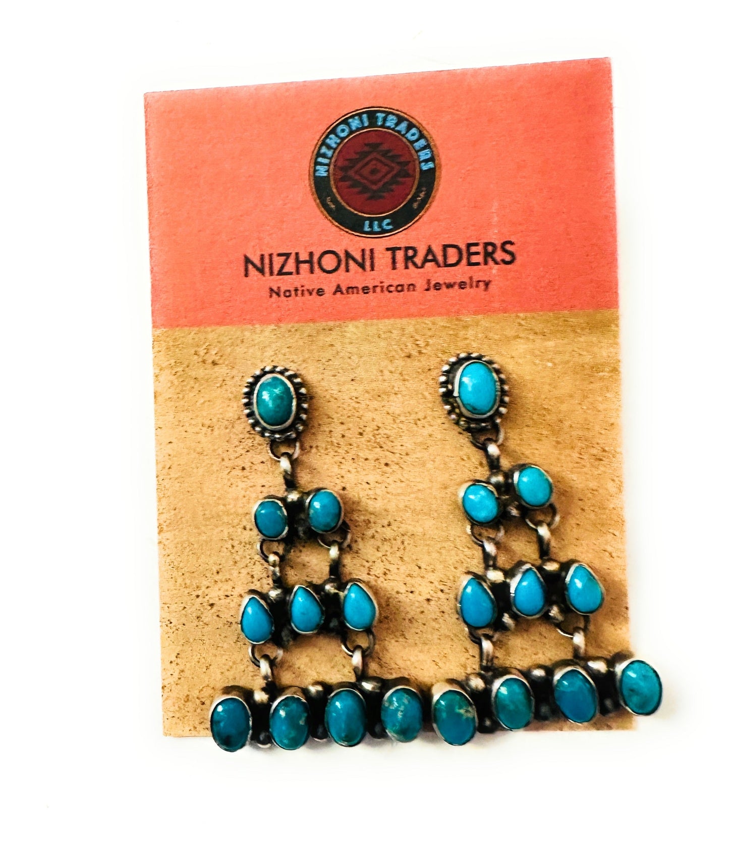 Handcrafted Sleeping Beauty Turquoise & Sterling Silver Chandelier Dangle Earrings