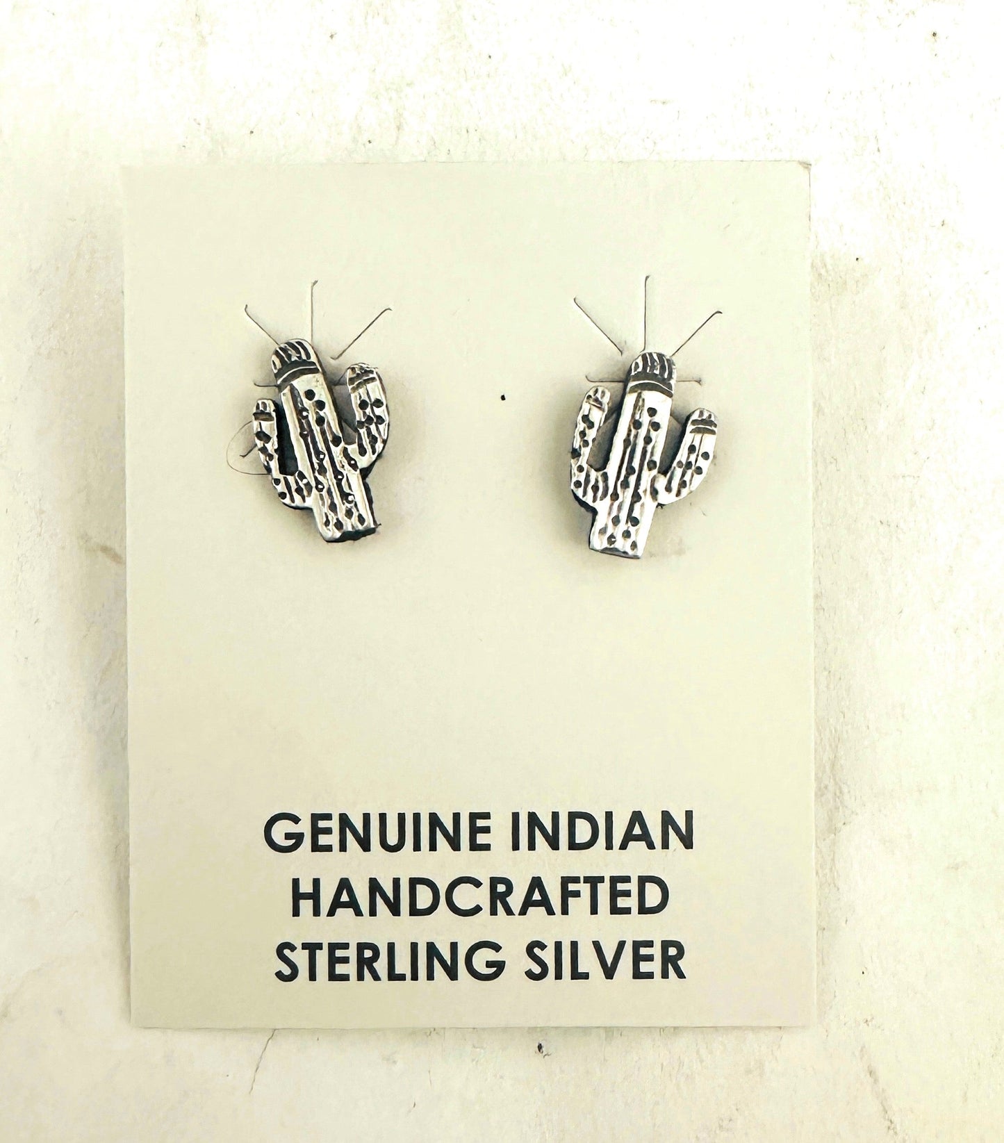 Handcrafted Sterling Silver Cactus Stud Earrings