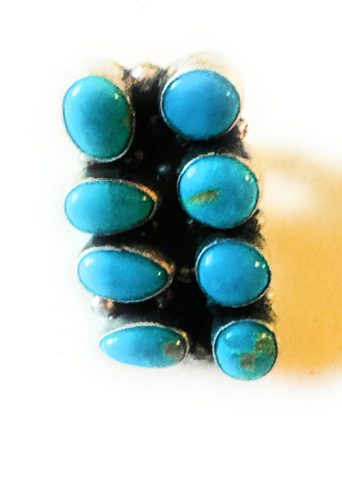 Handcrafted Sterling Silver & Kingman Turquoise Ring Size 8