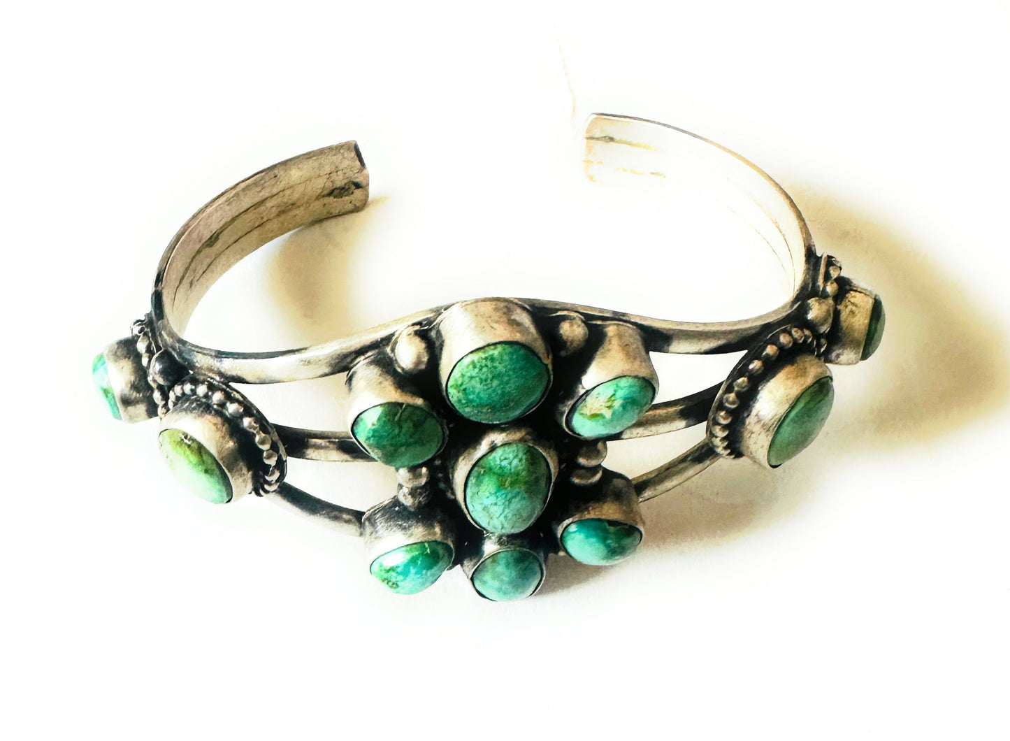 Handcrafted Sonoran Gold Turquoise & Sterling Silver Cuff Bracelet