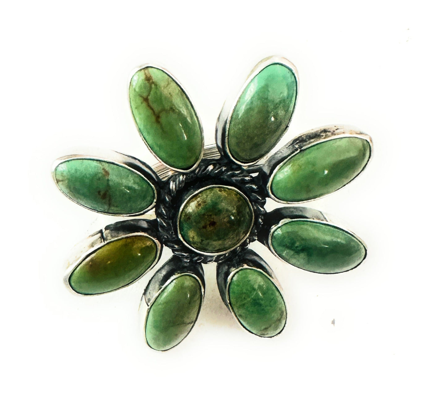 Handcrafted Sterling Silver & Turquoise Adjustable Flower Ring