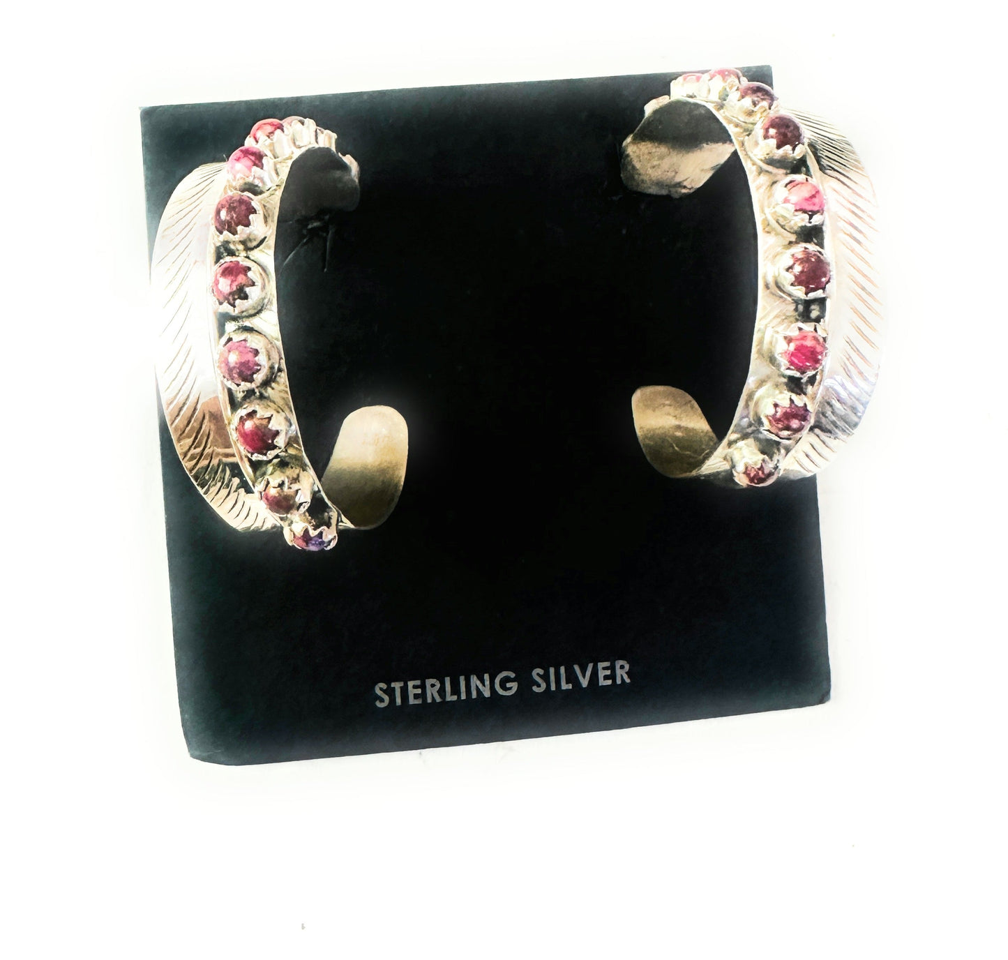 Handcrafted Purple Spiny & Sterling Silver Hoop Earrings