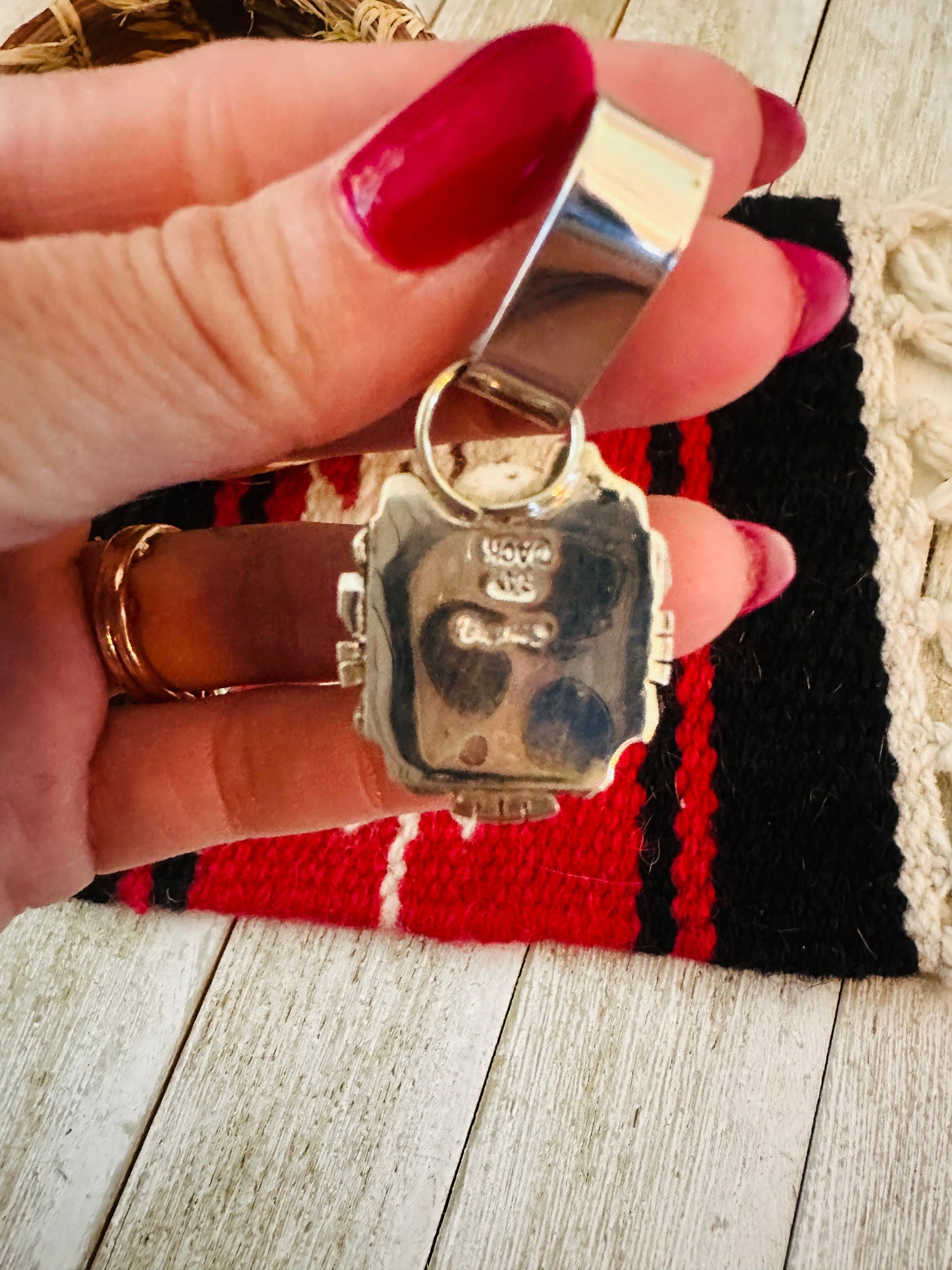 Handcrafted Sterling Silver and Multi Stone Inlay Pendant by Ray Jack