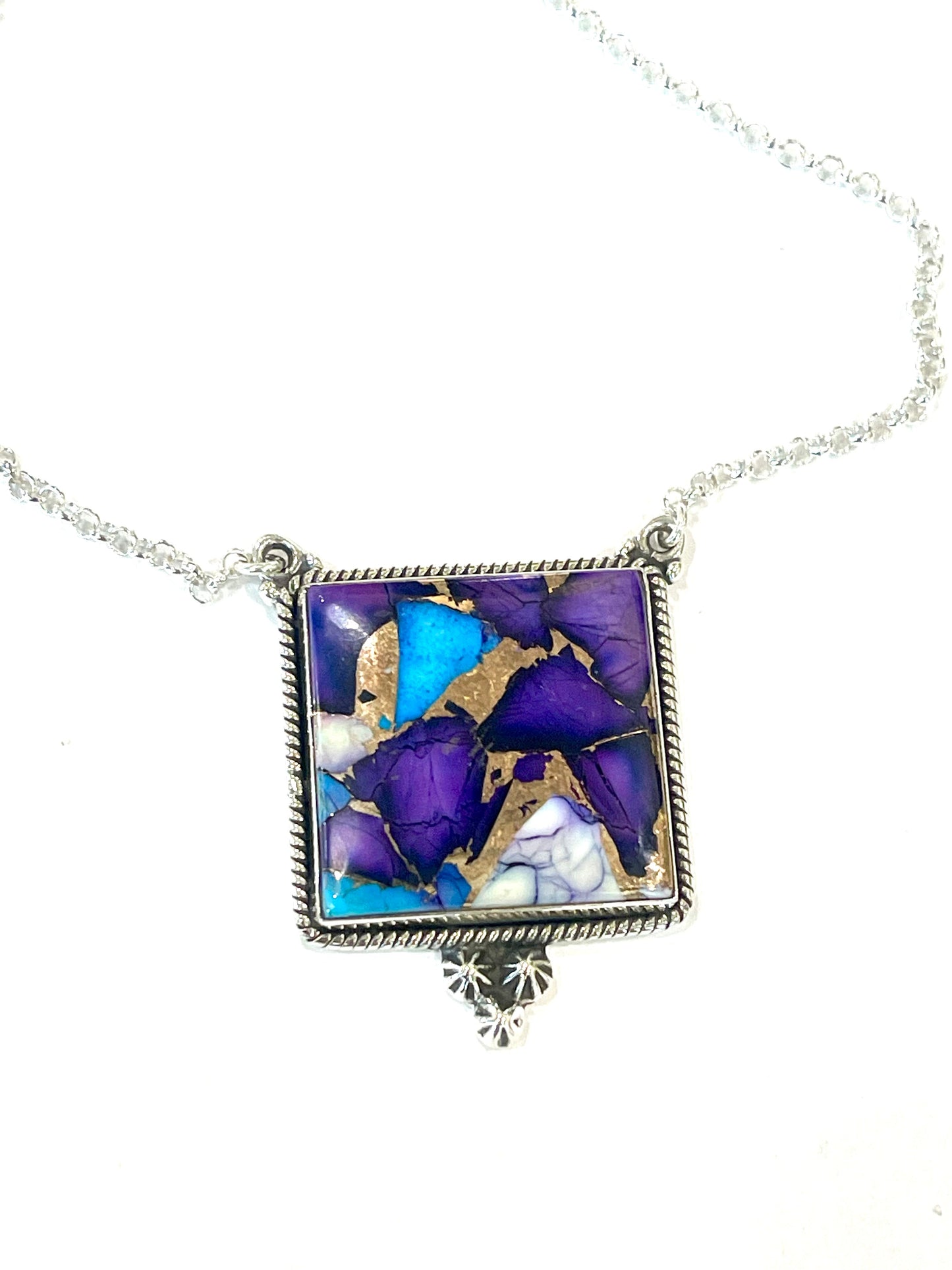 Handmade Sterling Silver & Purple Dream Mojave Heart Necklace