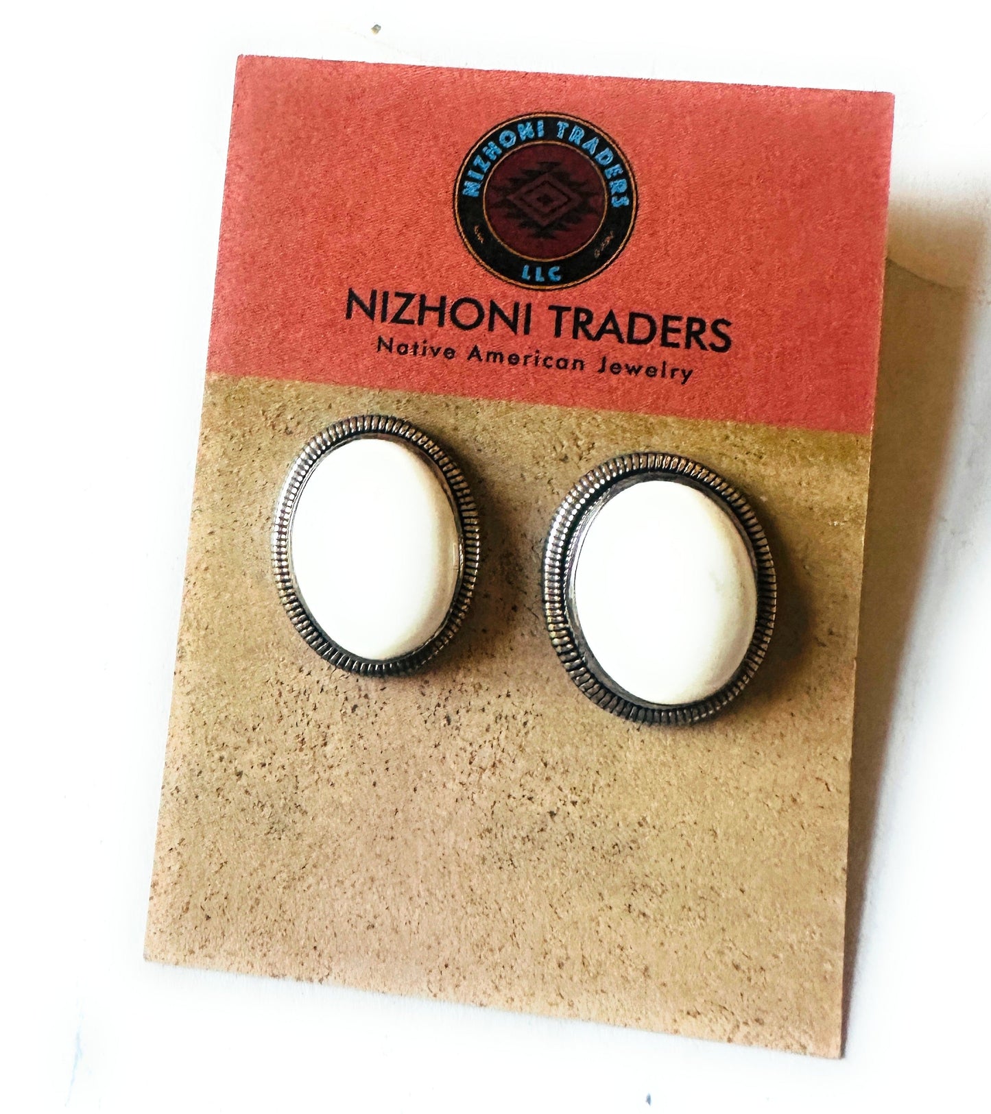 Handcrafted White Buffalo & Sterling Silver Post Earrings