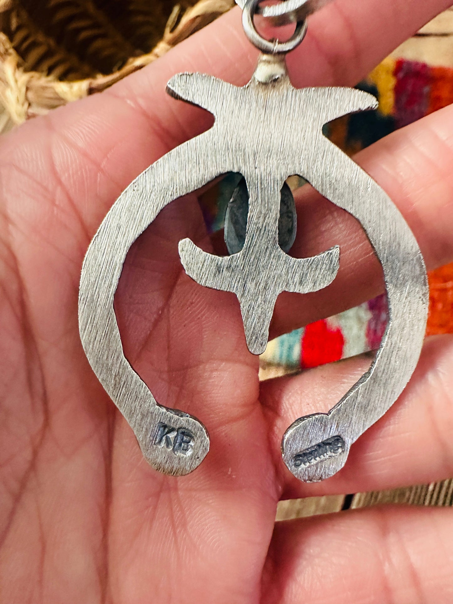 Handcrafted Sterling Silver & Kingman Turquoise Naja Pendant by Kevin Billah
