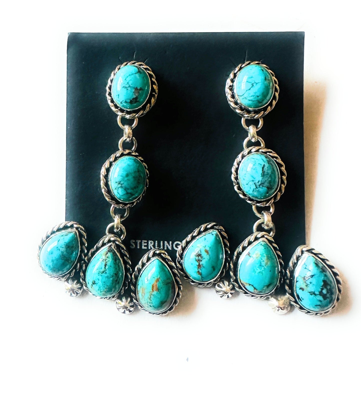 Handcrafted Turquoise And Sterling Silver Dangle Earrings