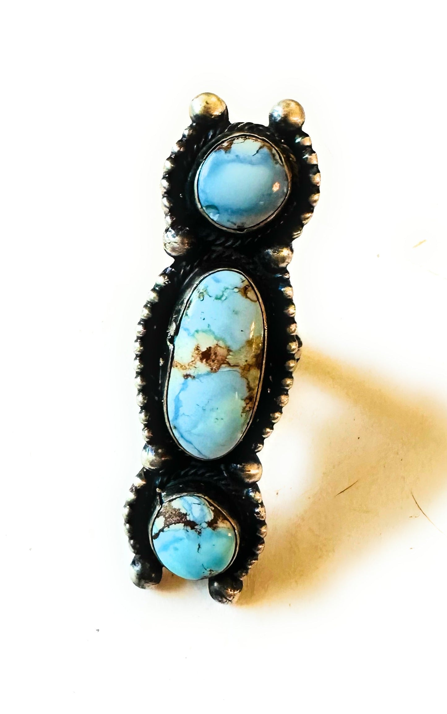 Handcrafted Golden Hills Turquoise & Sterling Silver Ring Size 6.5 by Kathleen Livingston