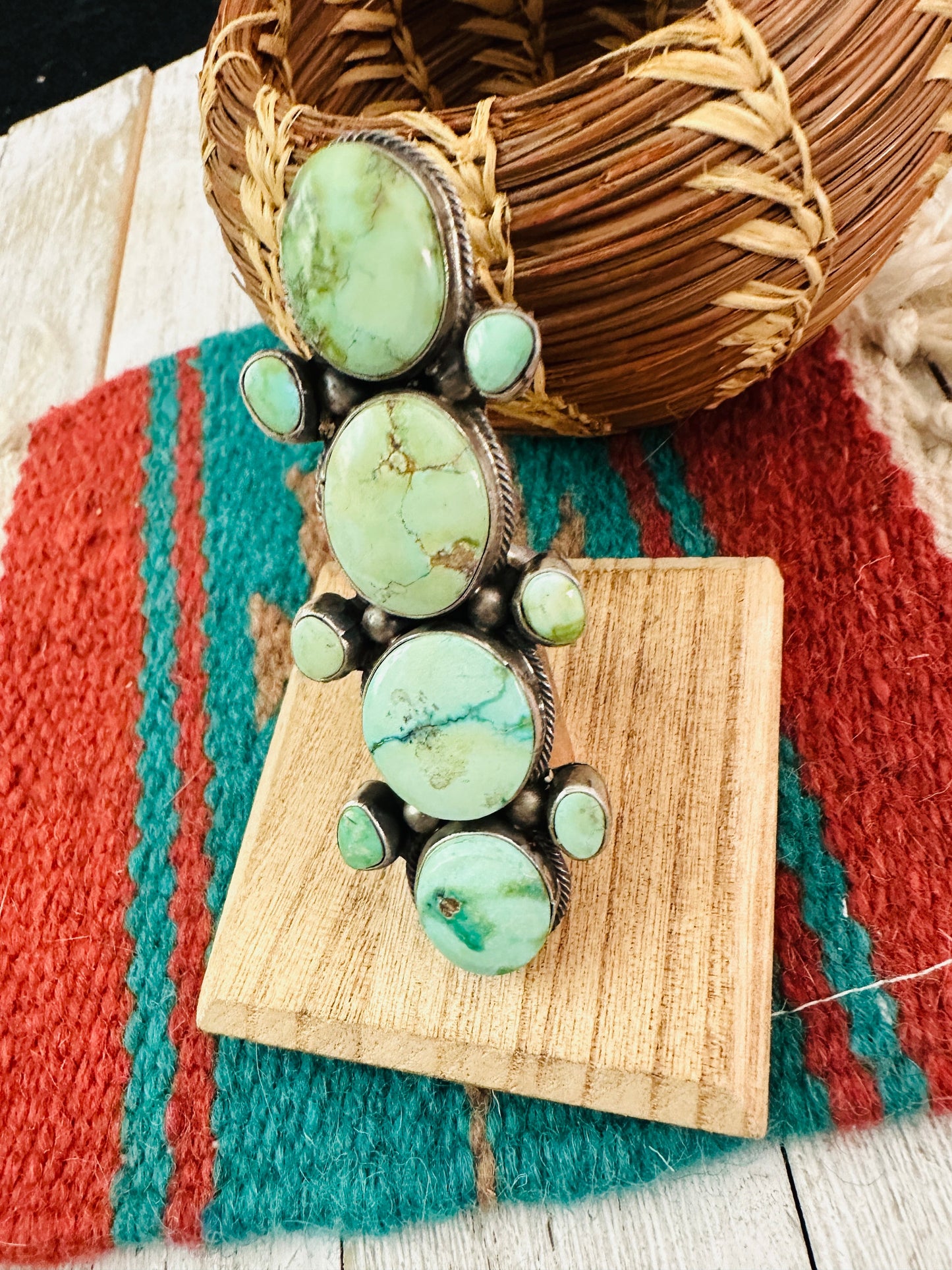 Navajo Palomino Turquoise & Sterling Silver Ring Size 7.25