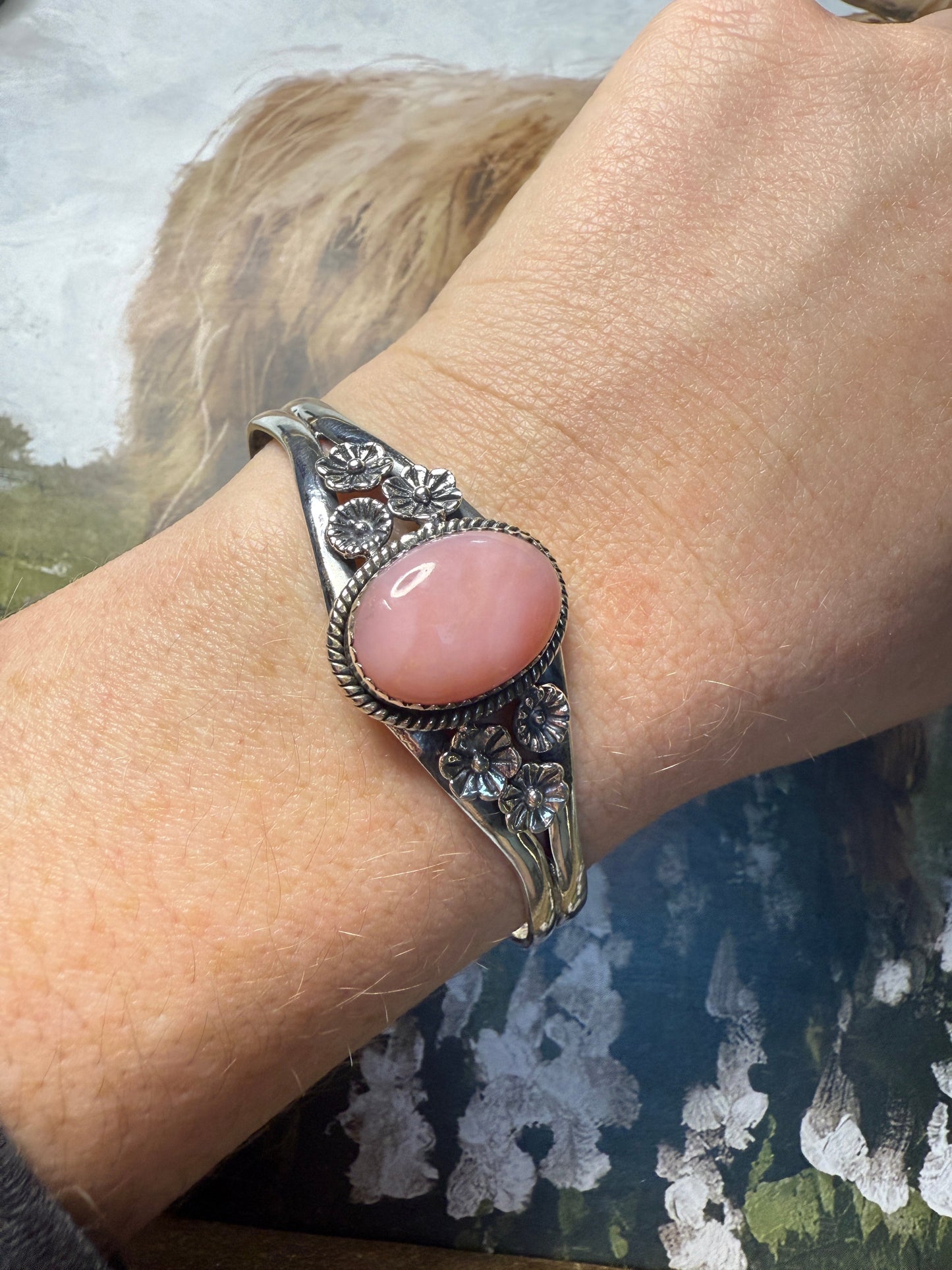 Beautiful Handmade Sterling Silver Pink Conch Cuff