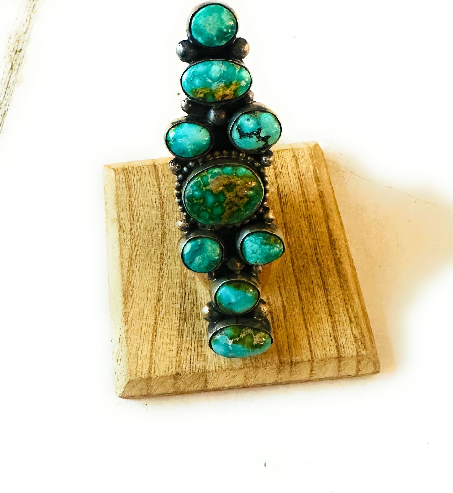 Handcrafted Sonoran Gold Turquoise & Sterling Silver Ring Size 9