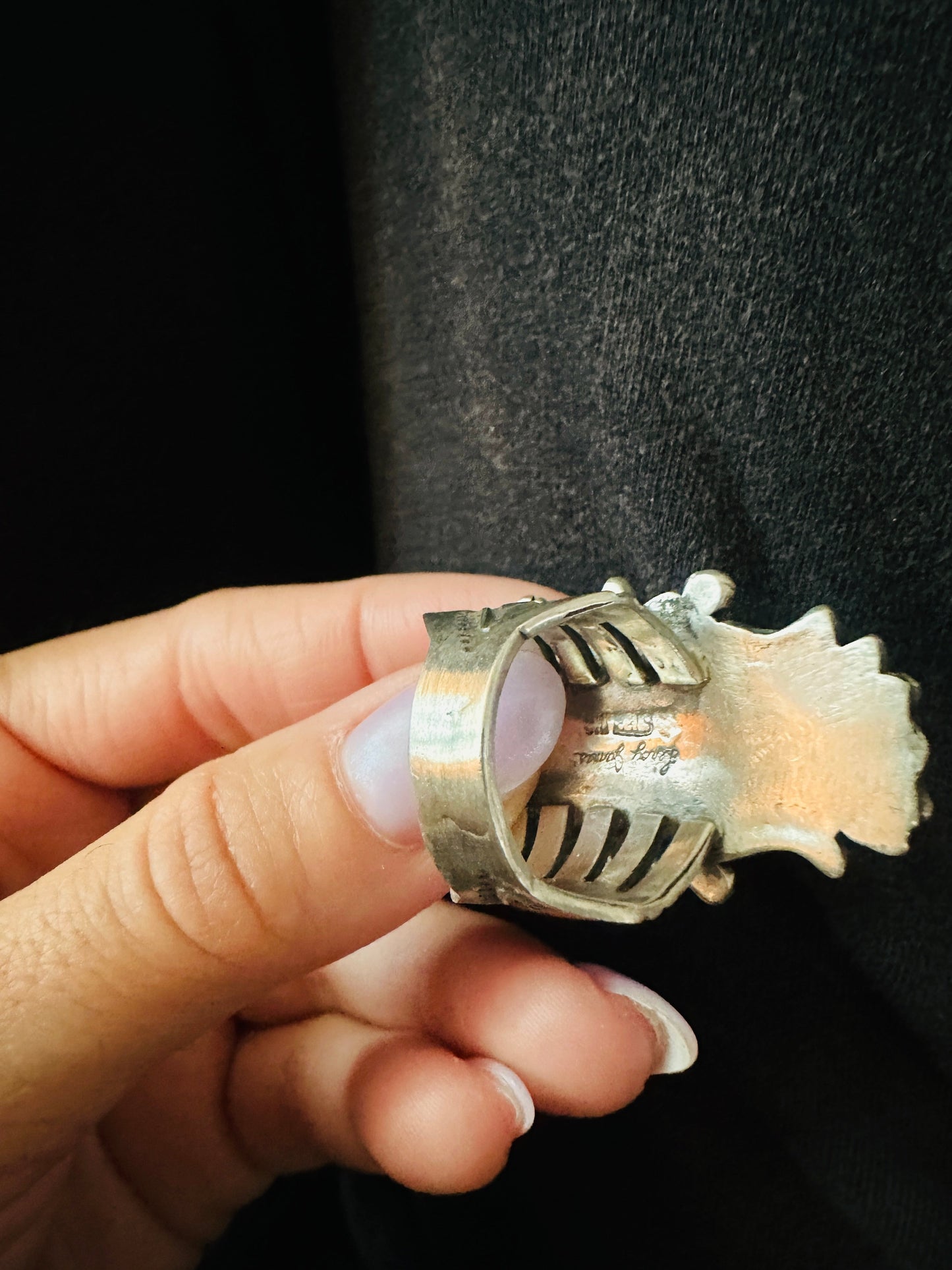 Handcrafted Sterling Silver Concho Ring by Leroy James