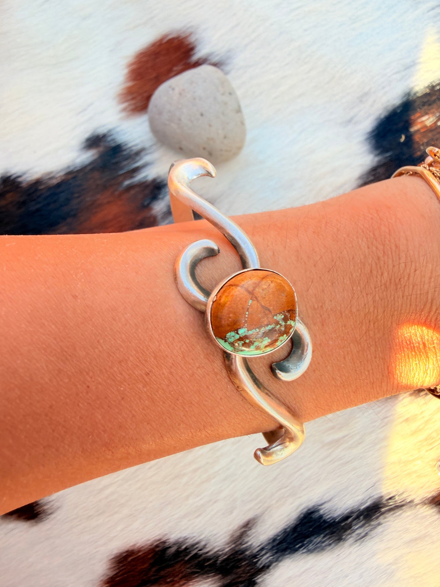 Handcrafted Royston Turquoise & Sterling Silver Cuff Bracelet