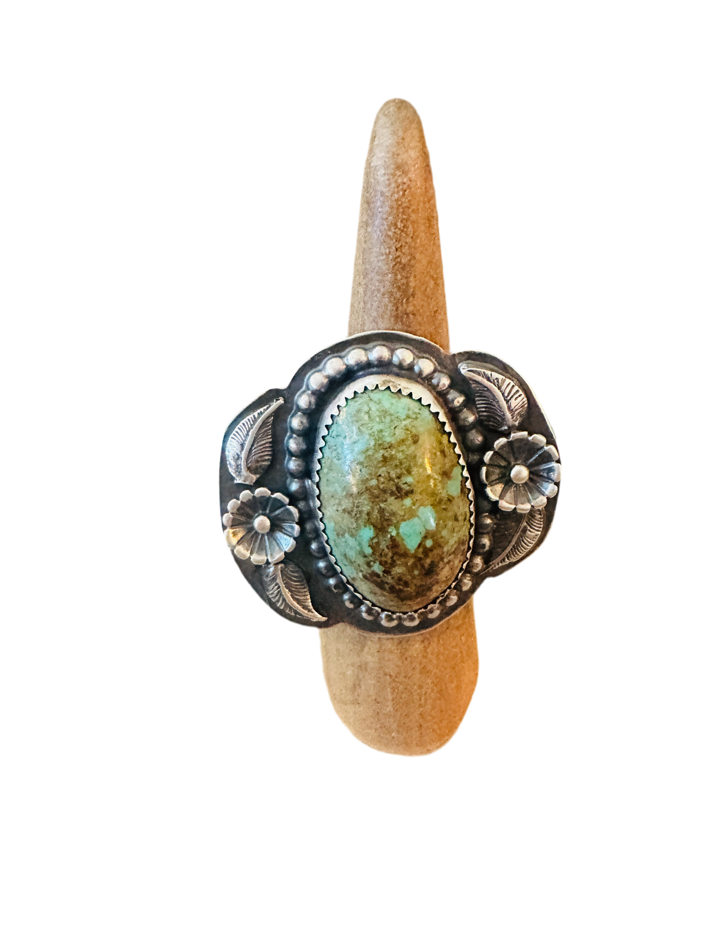Old Pawn Handcrafted Sterling Silver & Turquoise Ring Size 6
